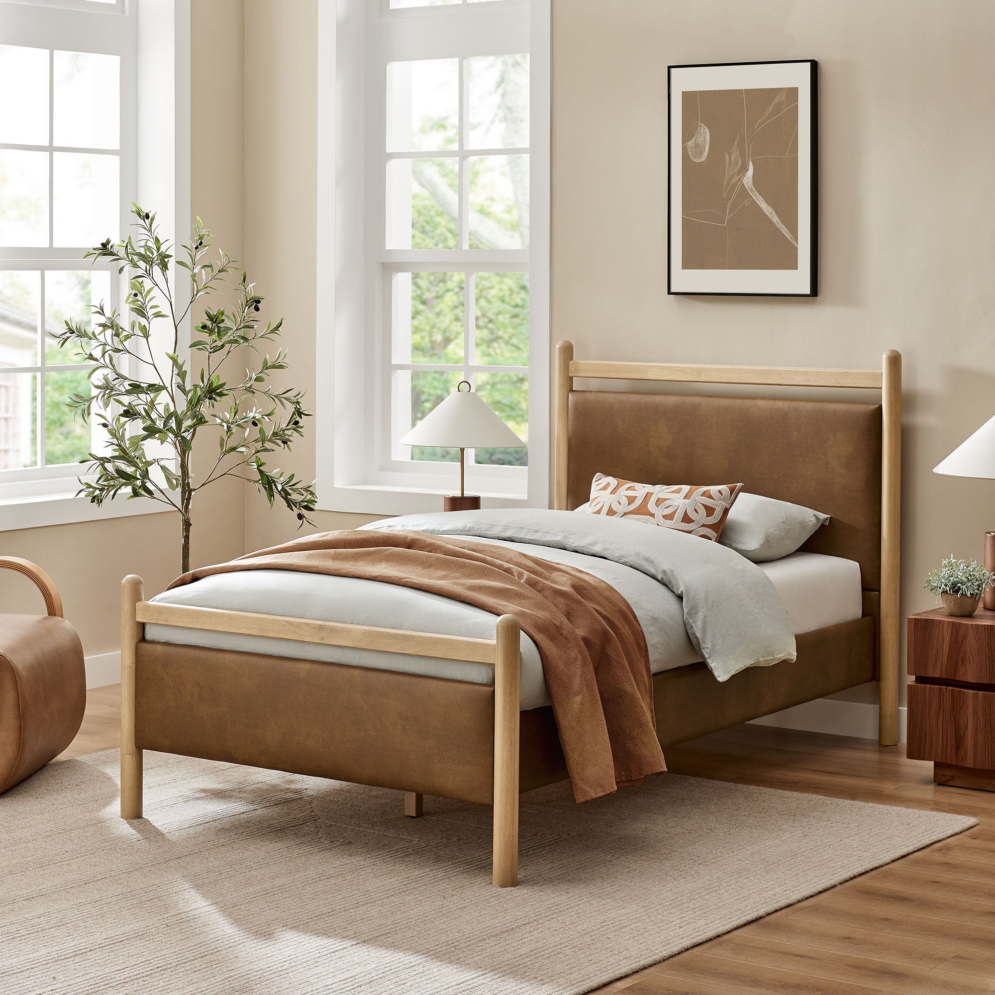 Ginny Twin Size Vegan Leather Platform Bed Frame