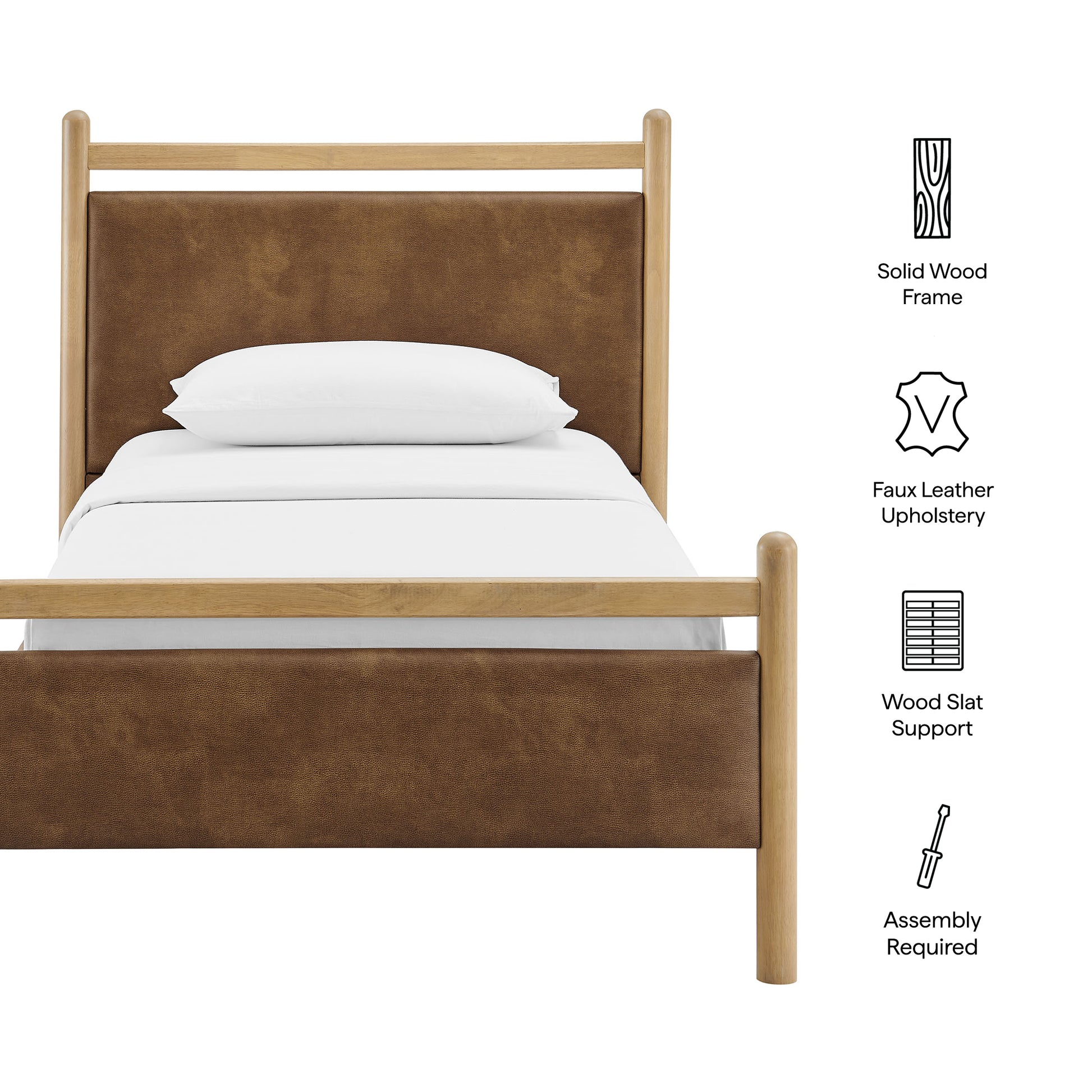Ginny Twin Size Vegan Leather Platform Bed Frame - Wenge Mushroom