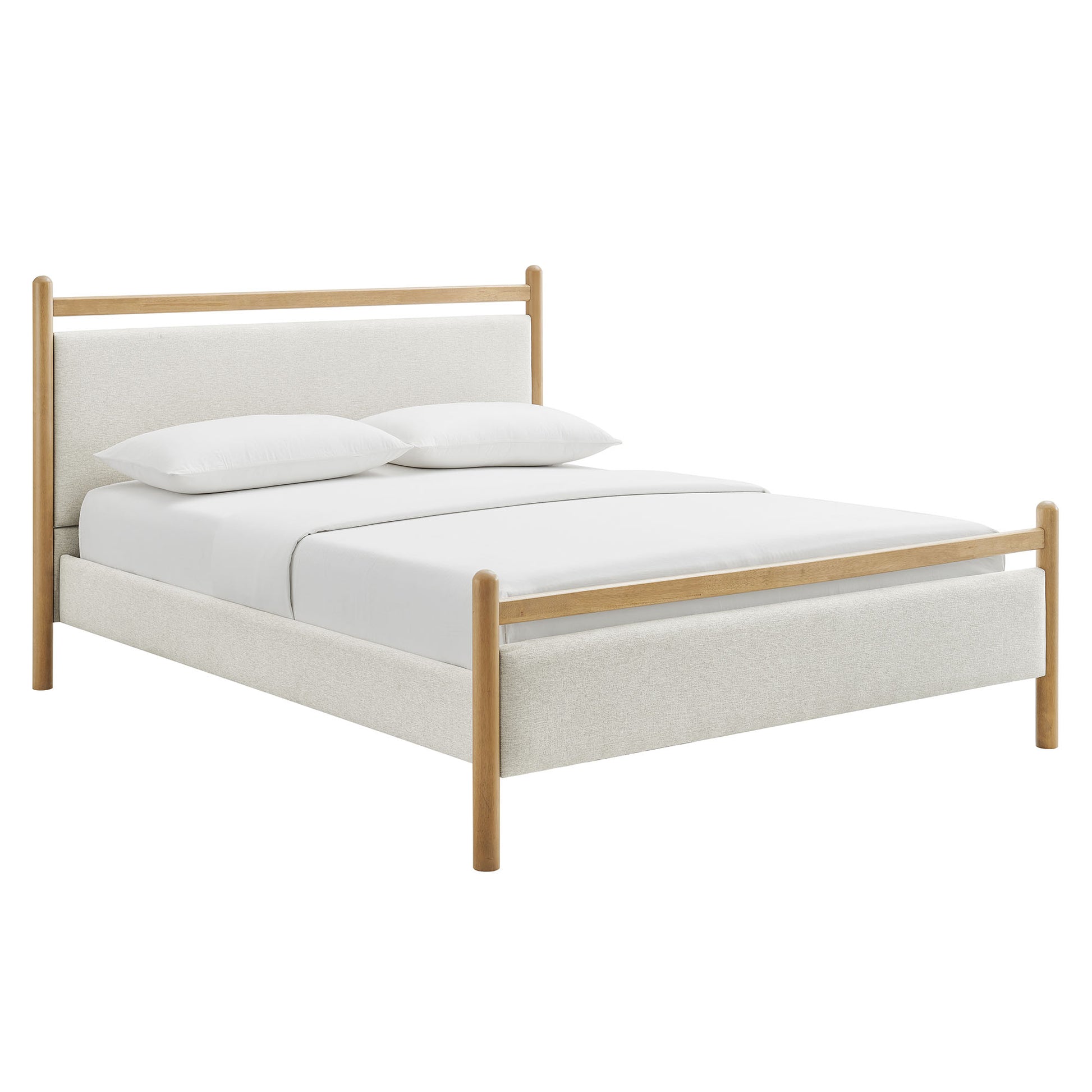 Ginny Full Size Platform Bed Frame - Light Oak Heathered Ivory