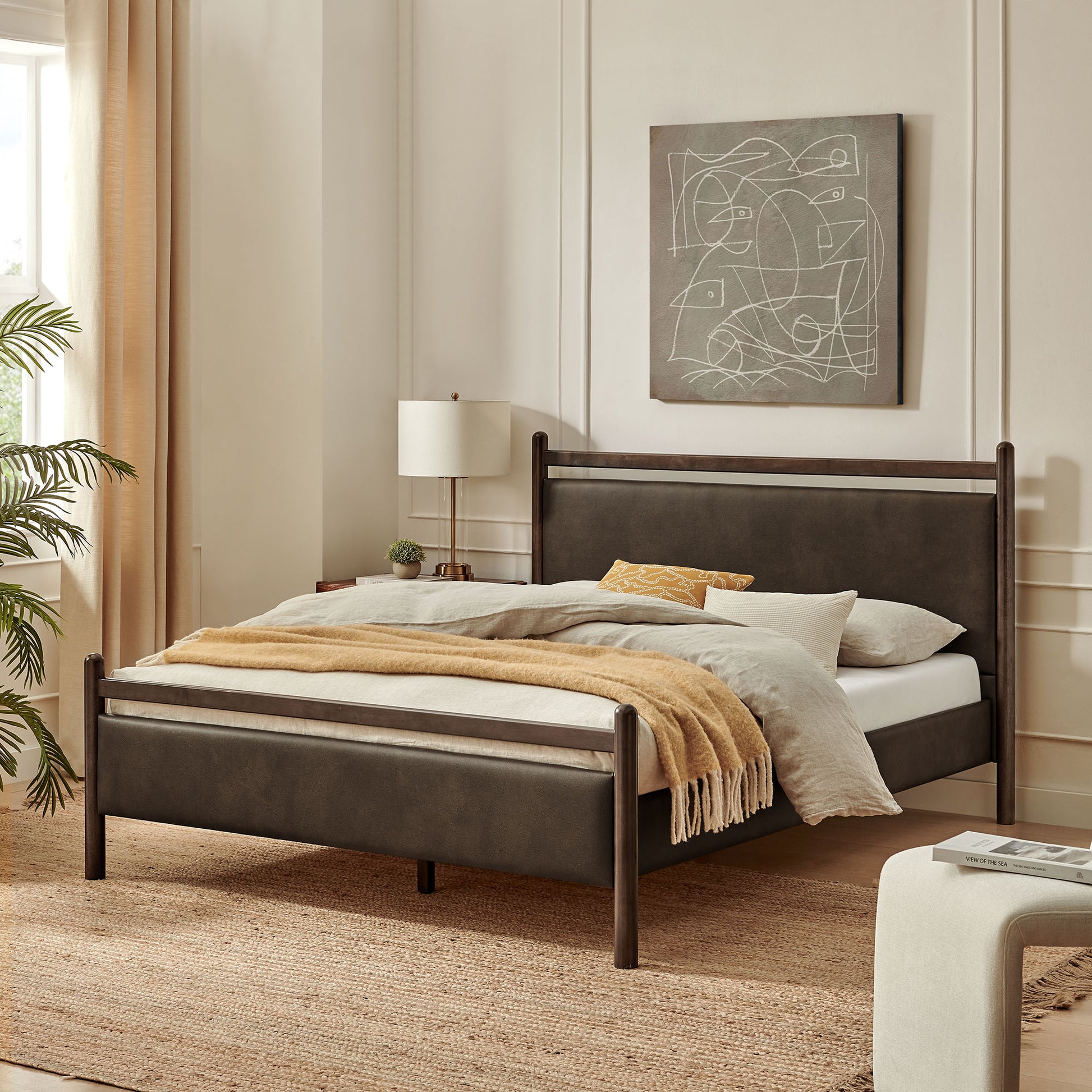 Ginny Full Size Vegan Leather Platform Bed Frame