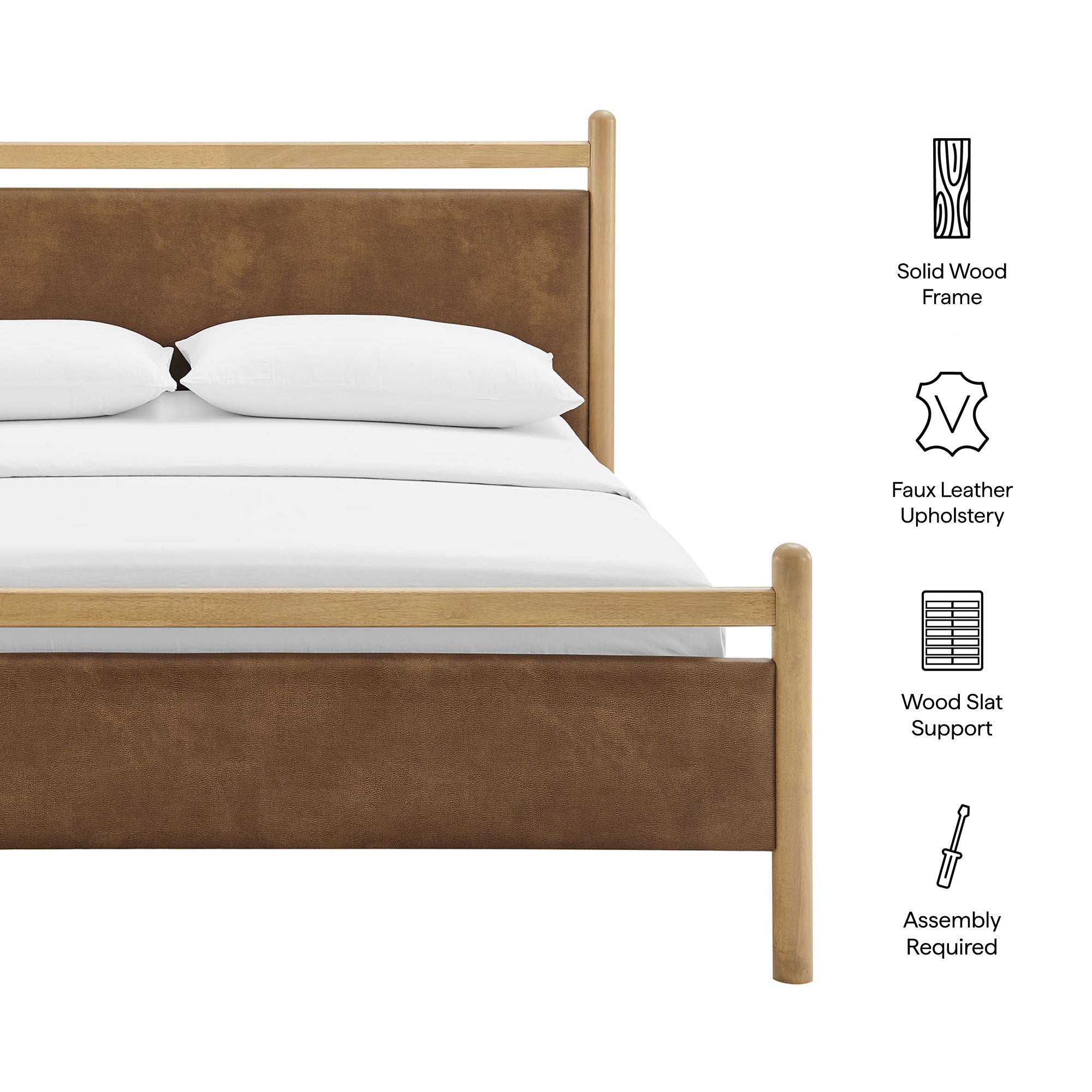 Ginny Vegan Leather Platform Bed Frame - Wenge Mushroom