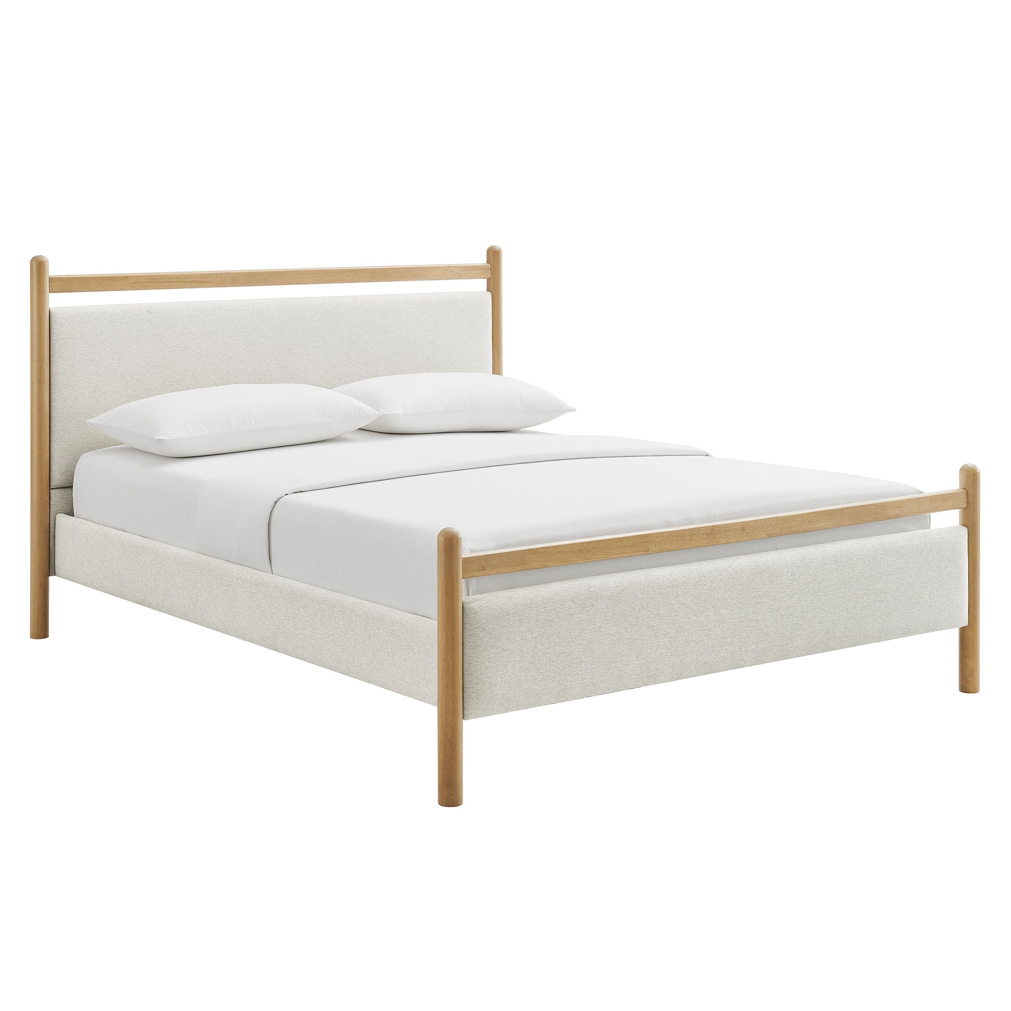 Ginny King Size Platform Bed Frame - Light Oak Heathered Ivory