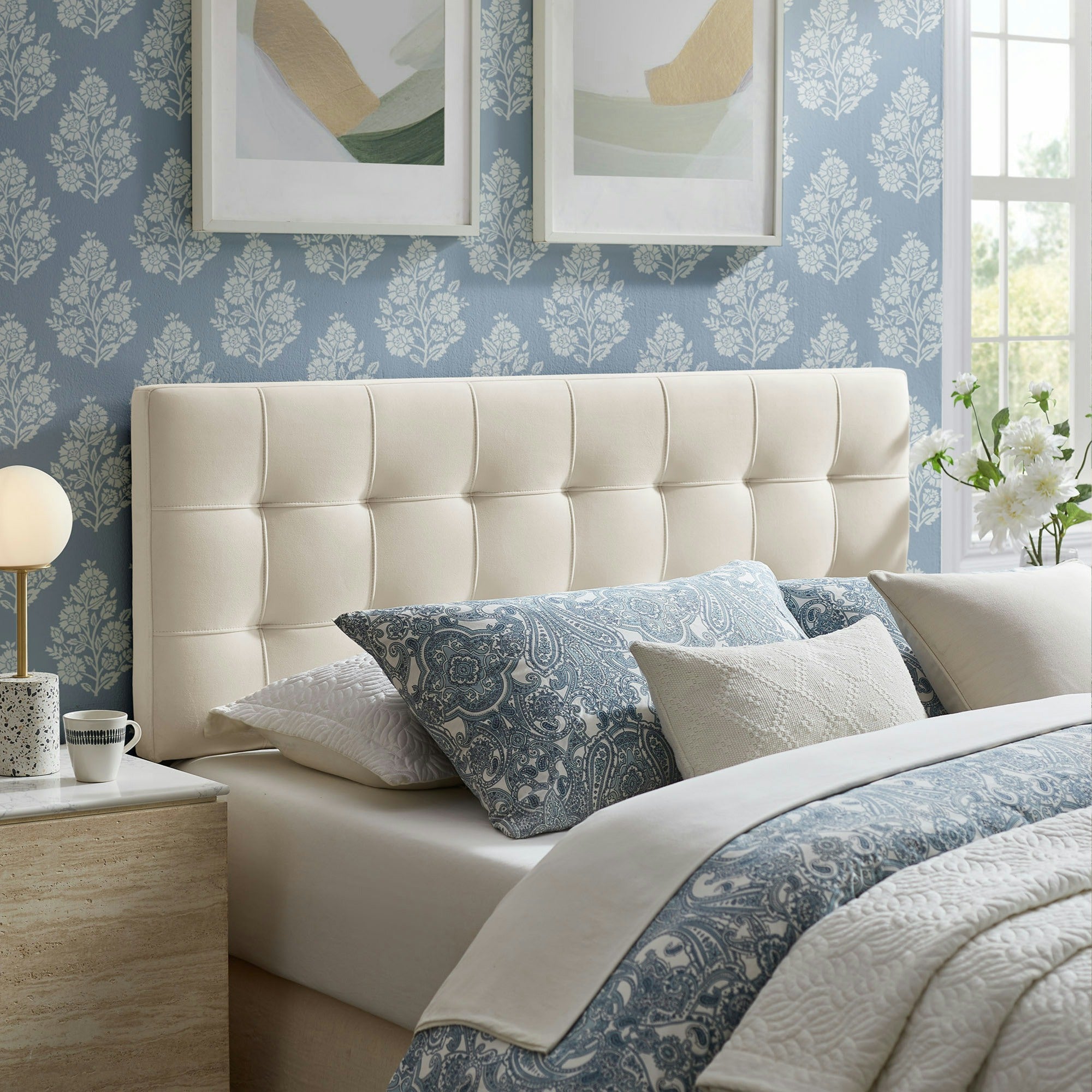 Lily Stain-Resistant Performance Velvet King Size Headboard - Taupe