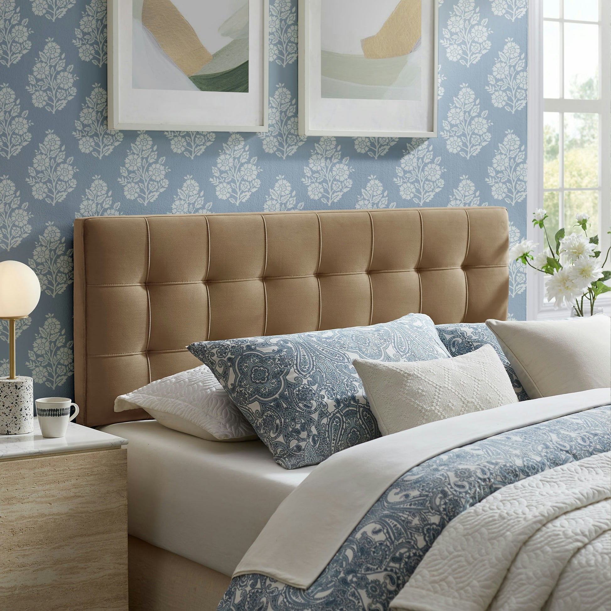 Lily Stain-Resistant Performance Velvet King Size Headboard
