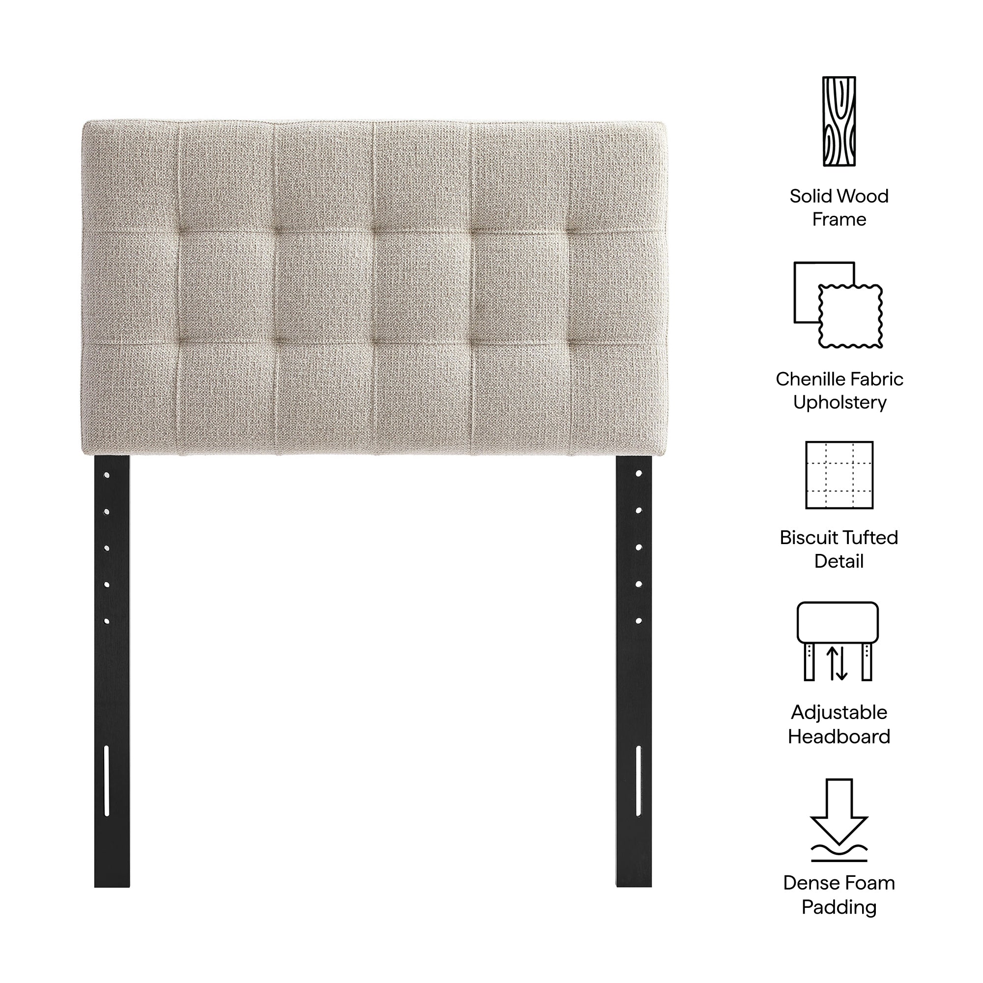 Lily Upholstered Twin Size Headboard - Navy Chenille