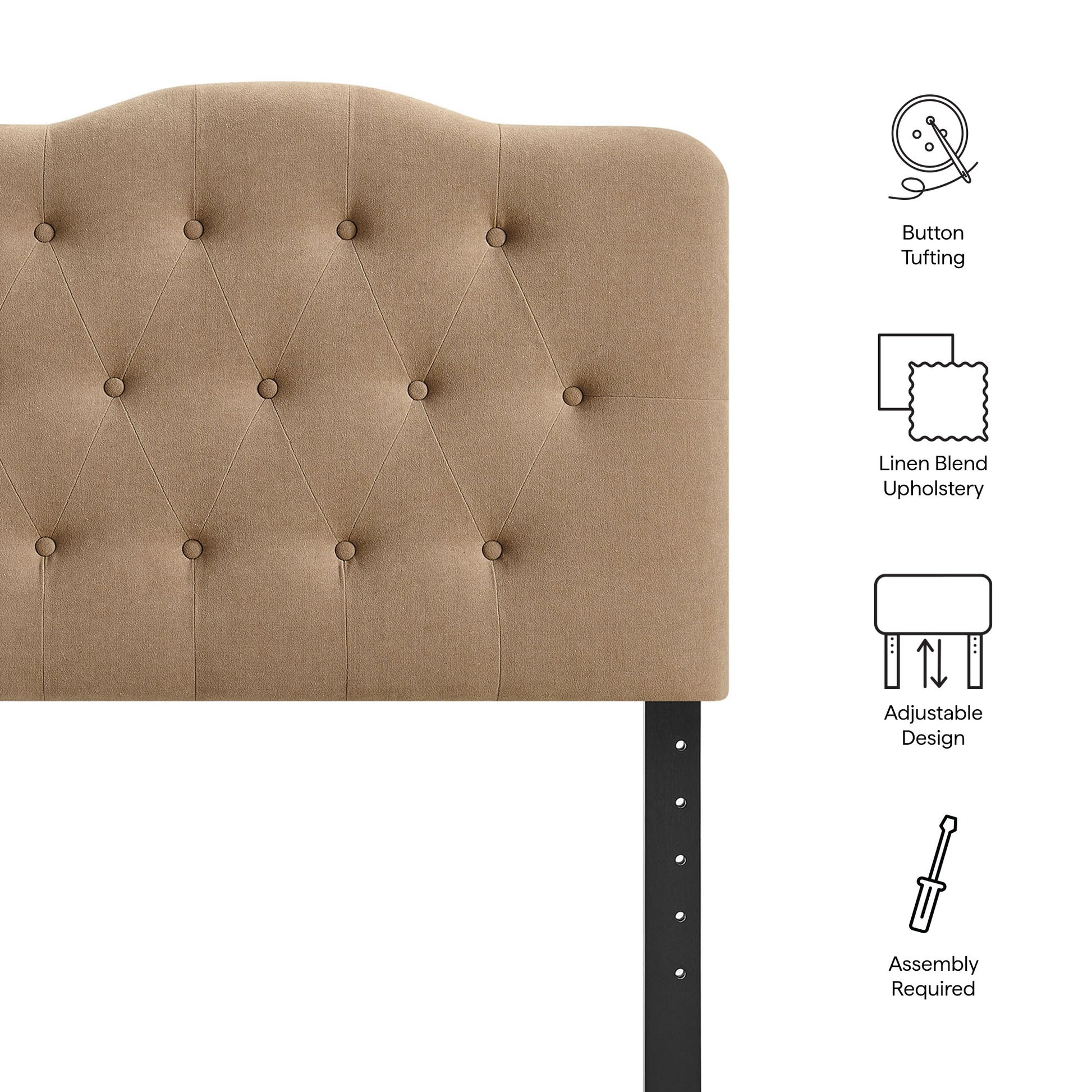 Annabel Premium Linen Blend Twin Headboard - Denim