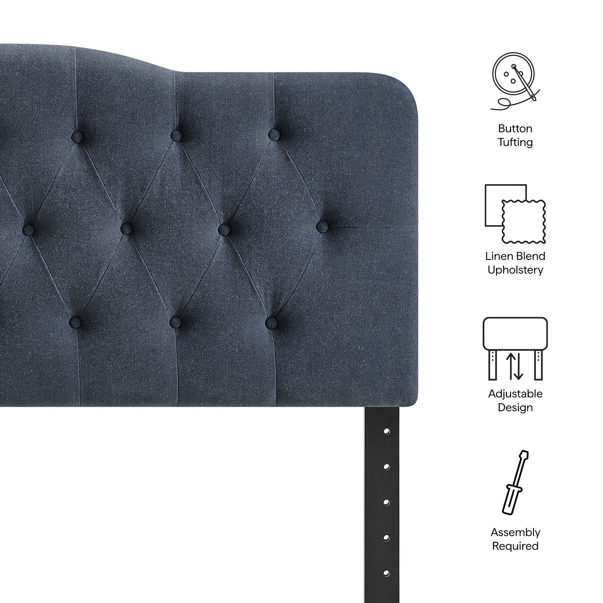 Annabel Premium Linen Blend Full Headboard