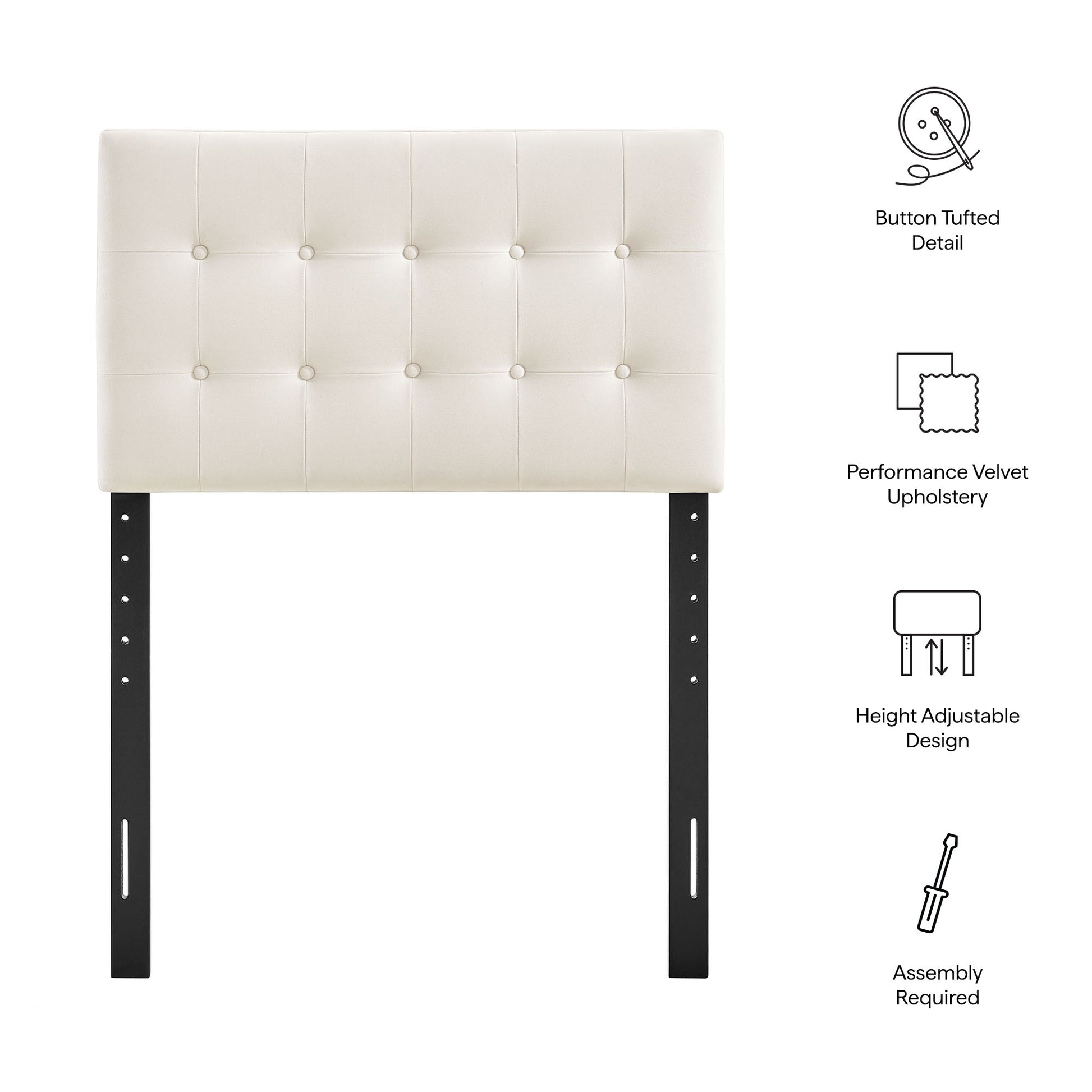 Emily Stain-Resistant Performance Velvet Twin Size Headboard - Cadet Blue