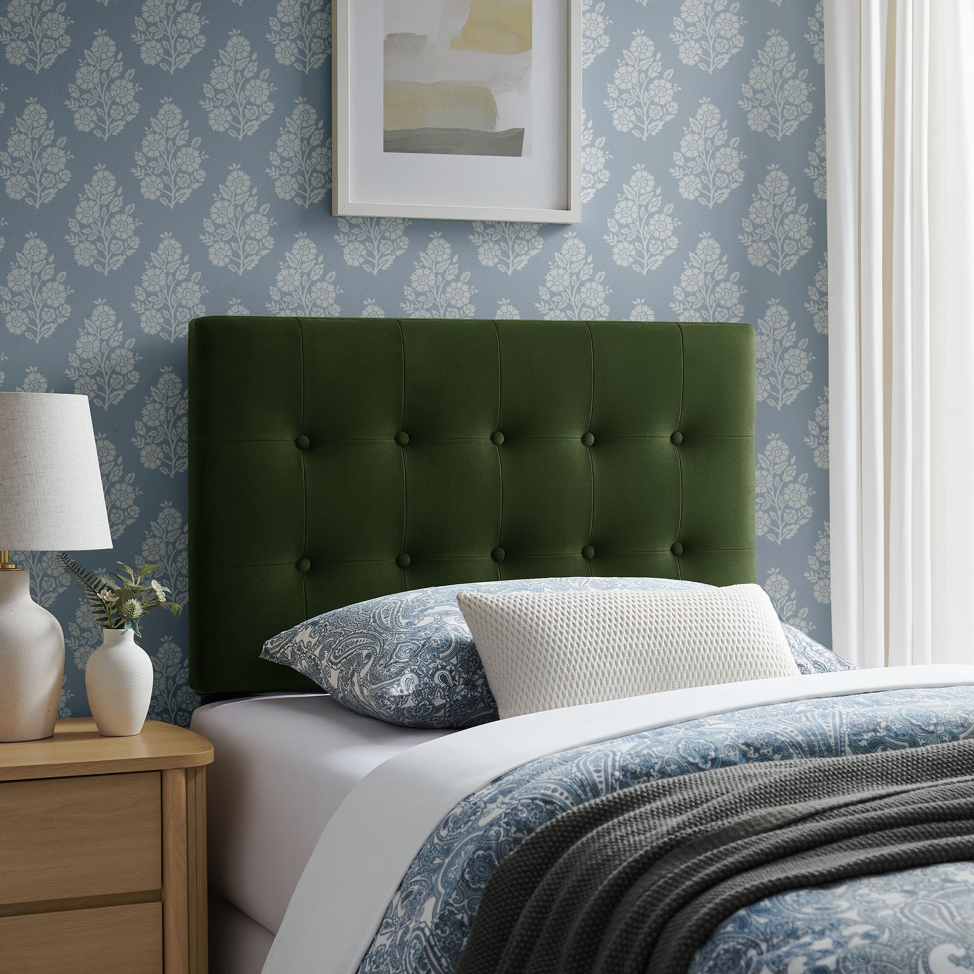 Emily Stain-Resistant Performance Velvet Twin Size Headboard