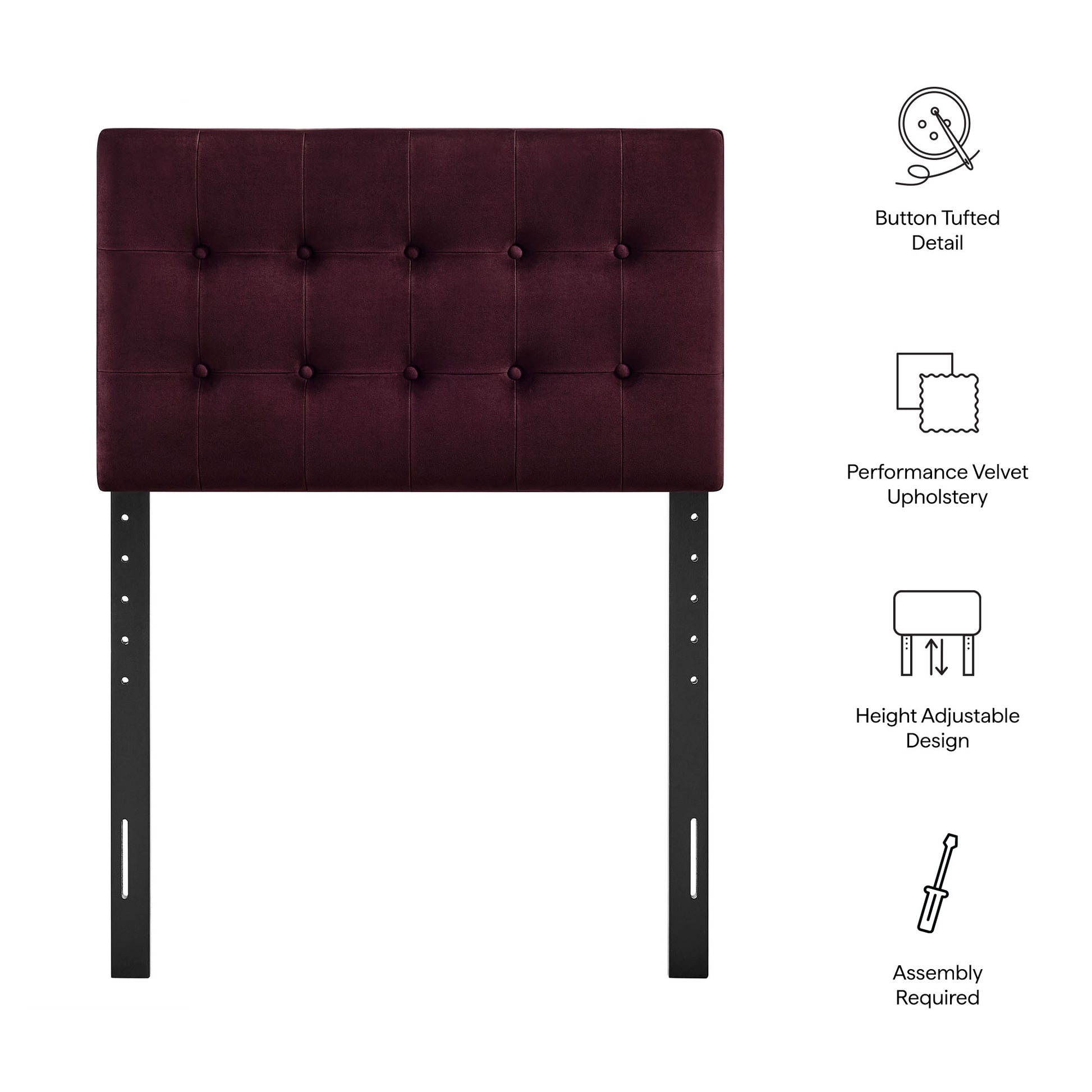 Emily Stain-Resistant Performance Velvet Twin Size Headboard