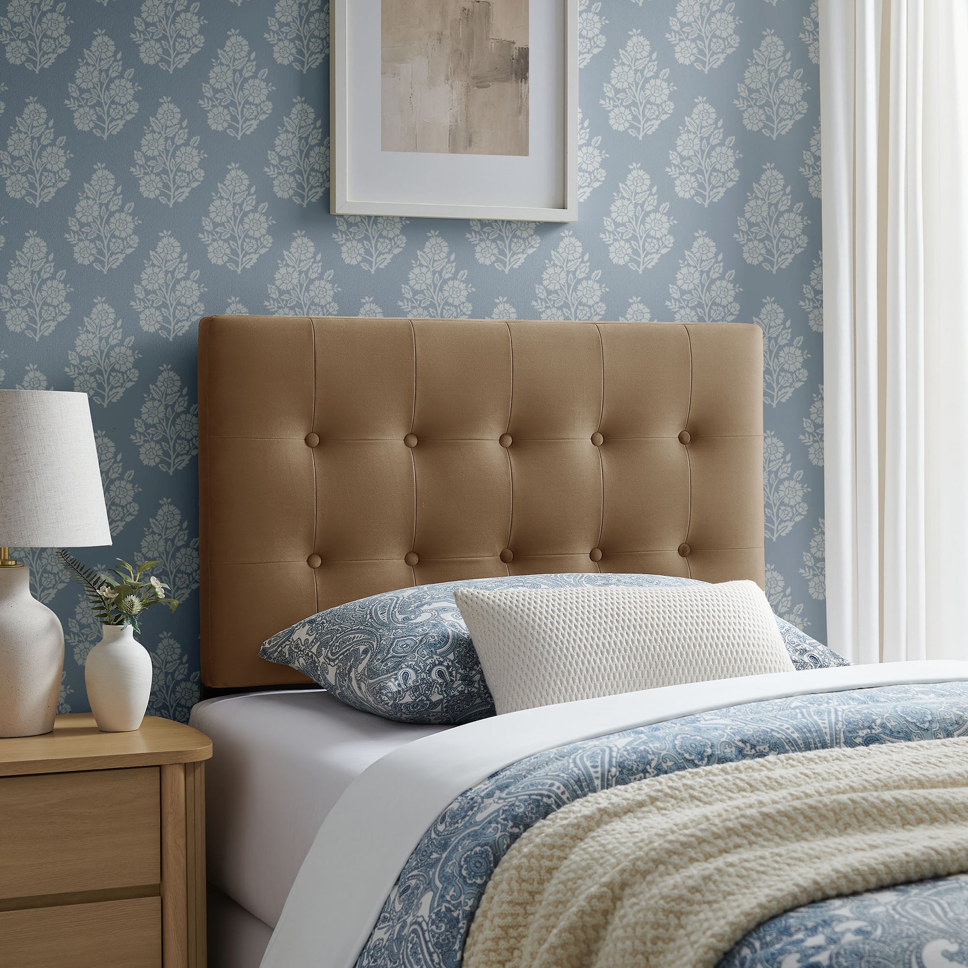 Emily Stain-Resistant Performance Velvet Twin Size Headboard