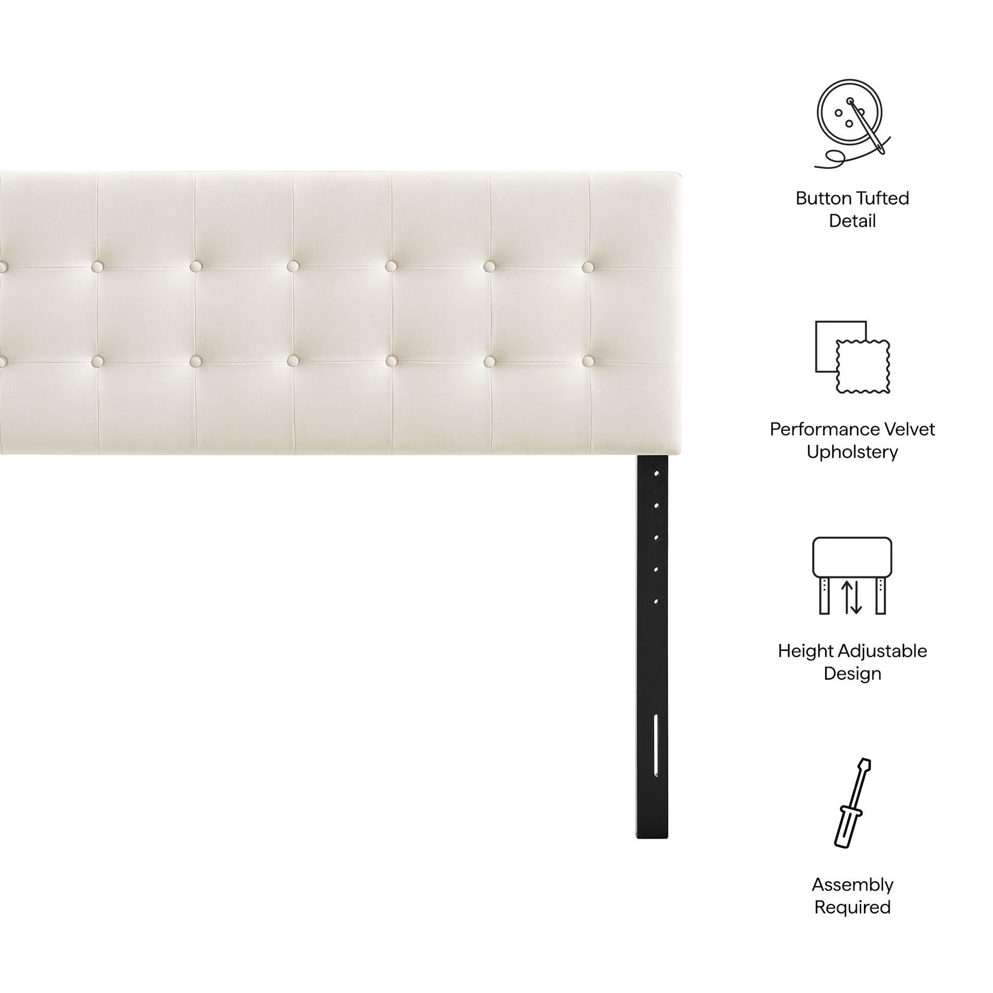 Emily Stain-Resistant Performance Velvet Queen Size Headboard - Cadet Blue