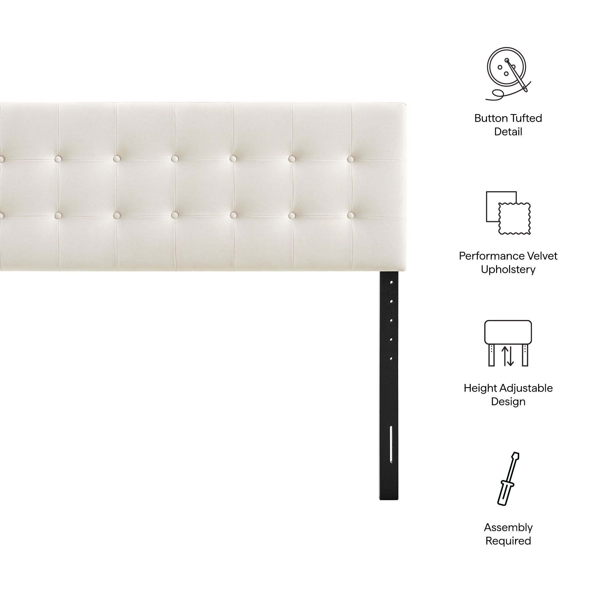Emily Stain-Resistant Performance Velvet Queen Size Headboard - Cadet Blue