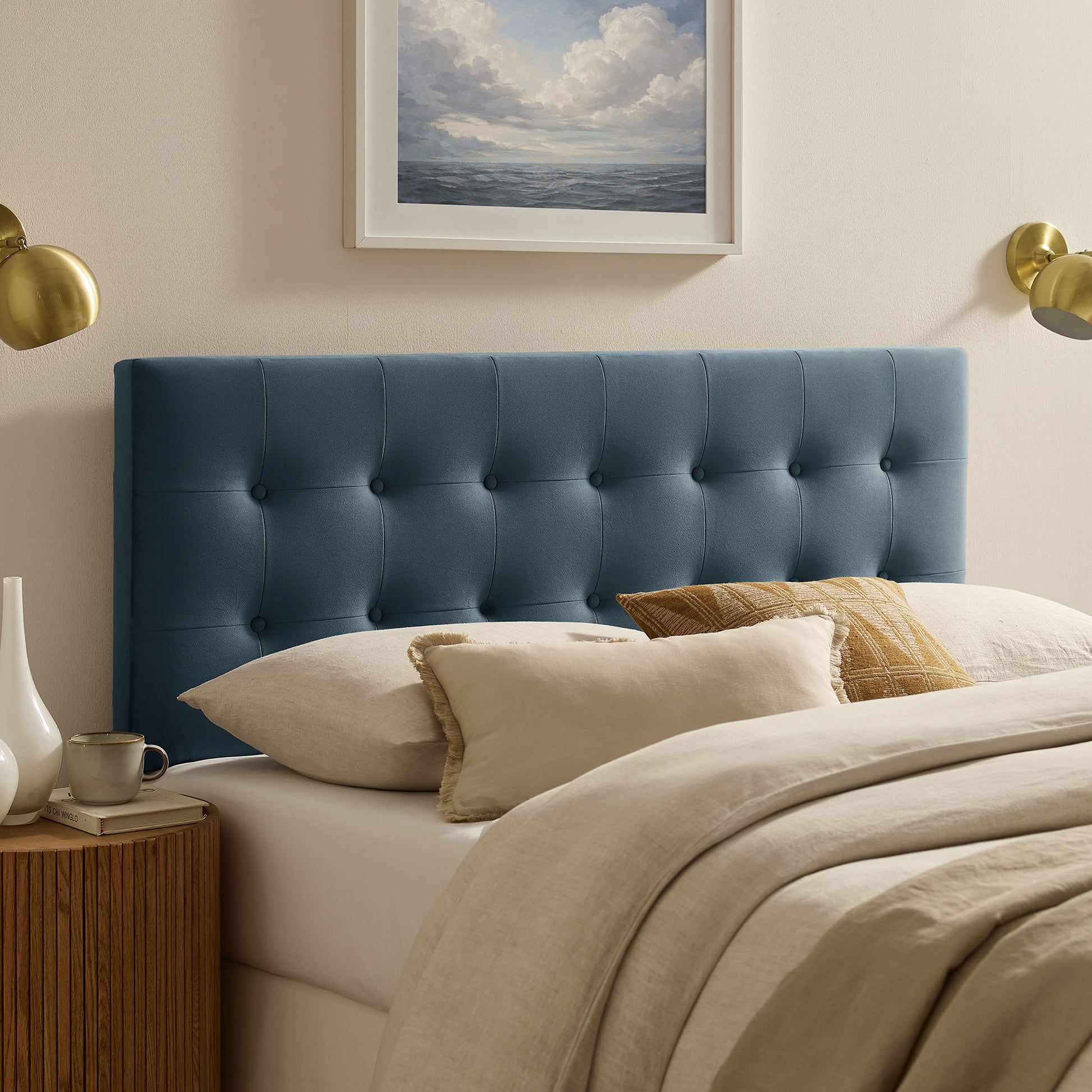 Emily Stain-Resistant Performance Velvet Queen Size Headboard