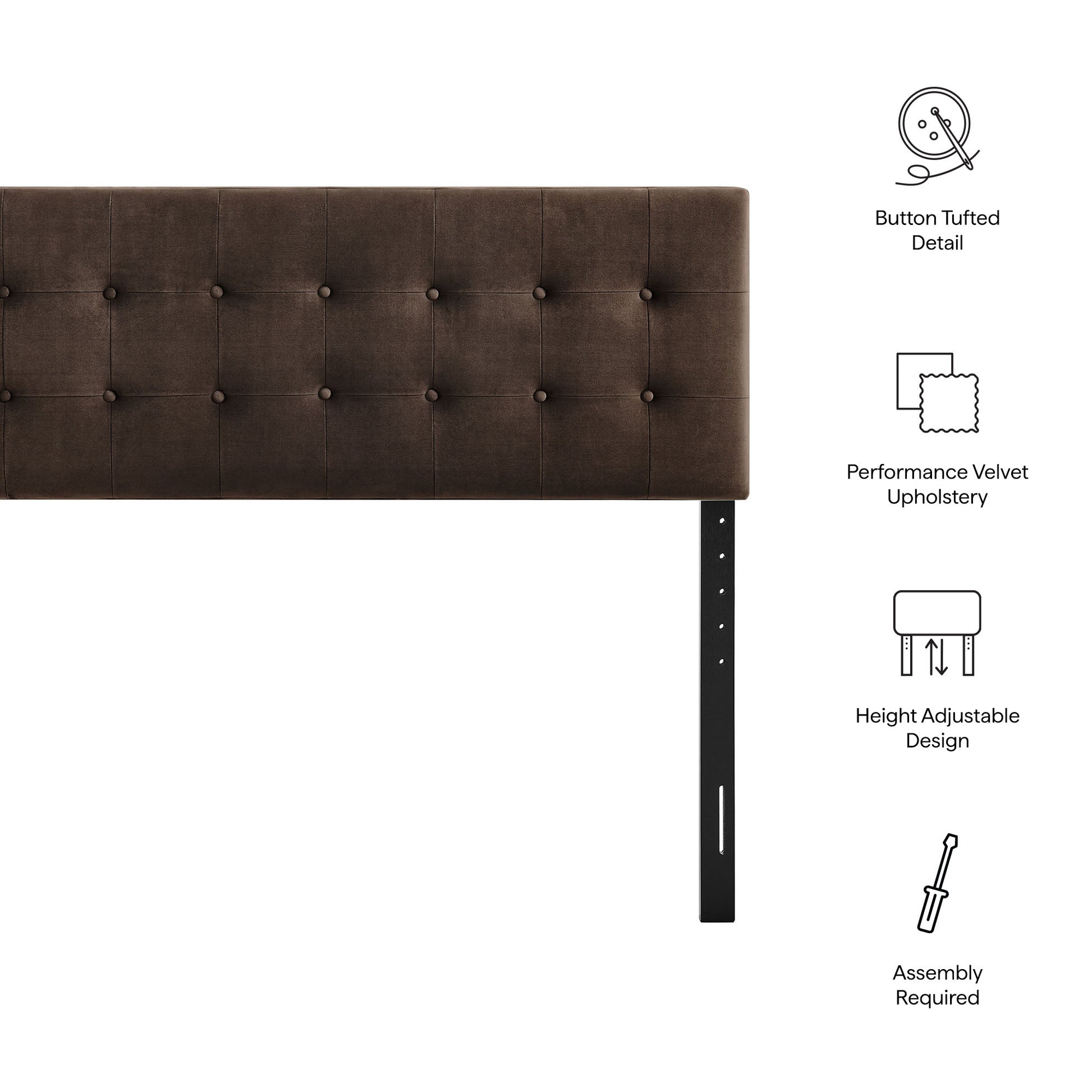 Emily Stain-Resistant Performance Velvet Queen Size Headboard