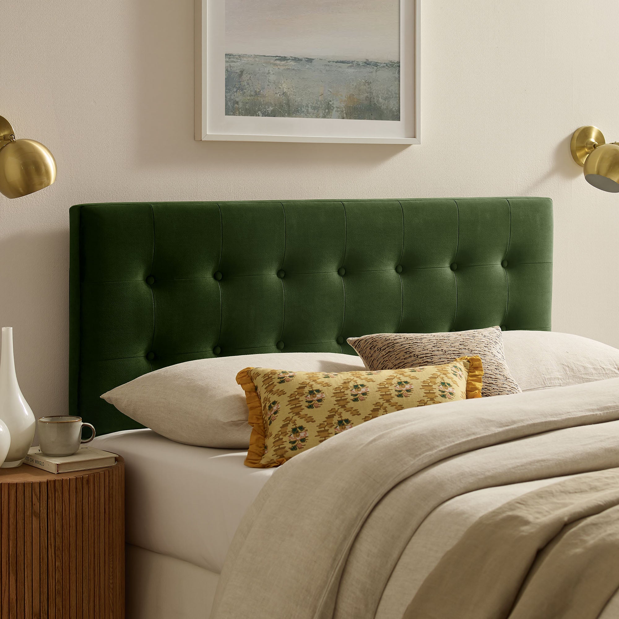 Emily Stain-Resistant Performance Velvet Queen Size Headboard