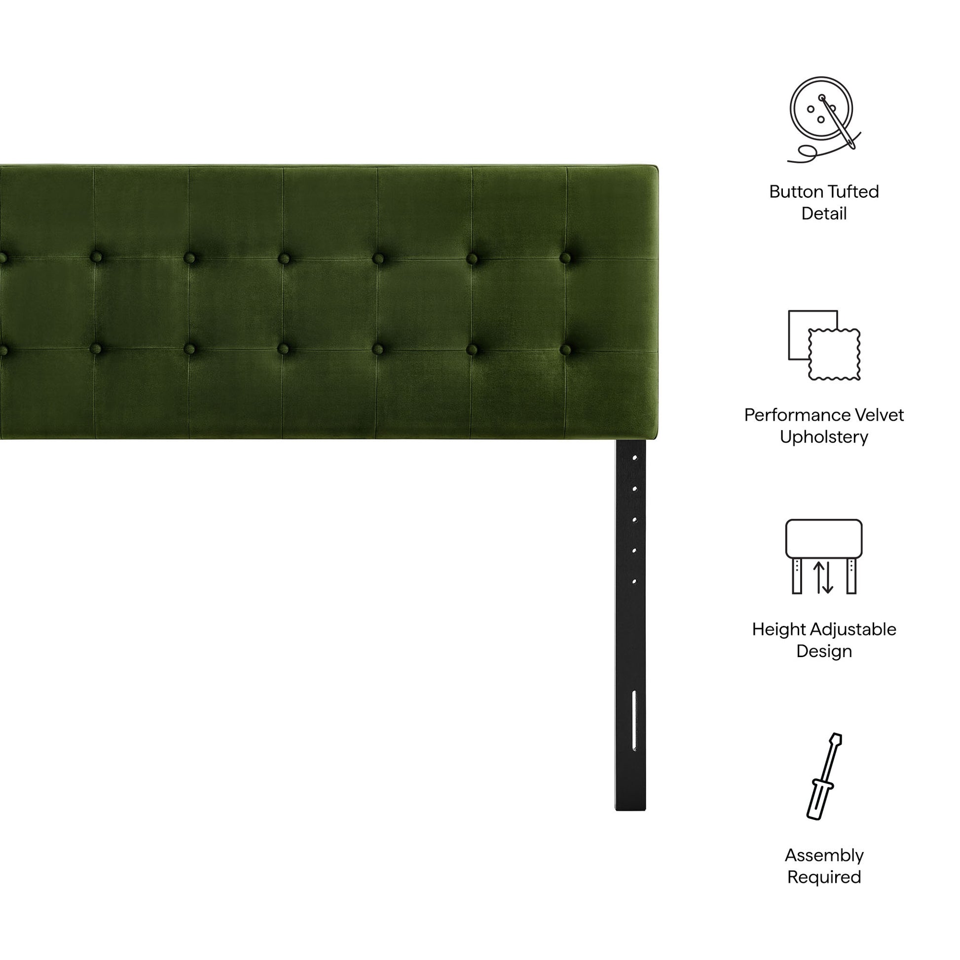 Emily Stain-Resistant Performance Velvet Queen Size Headboard