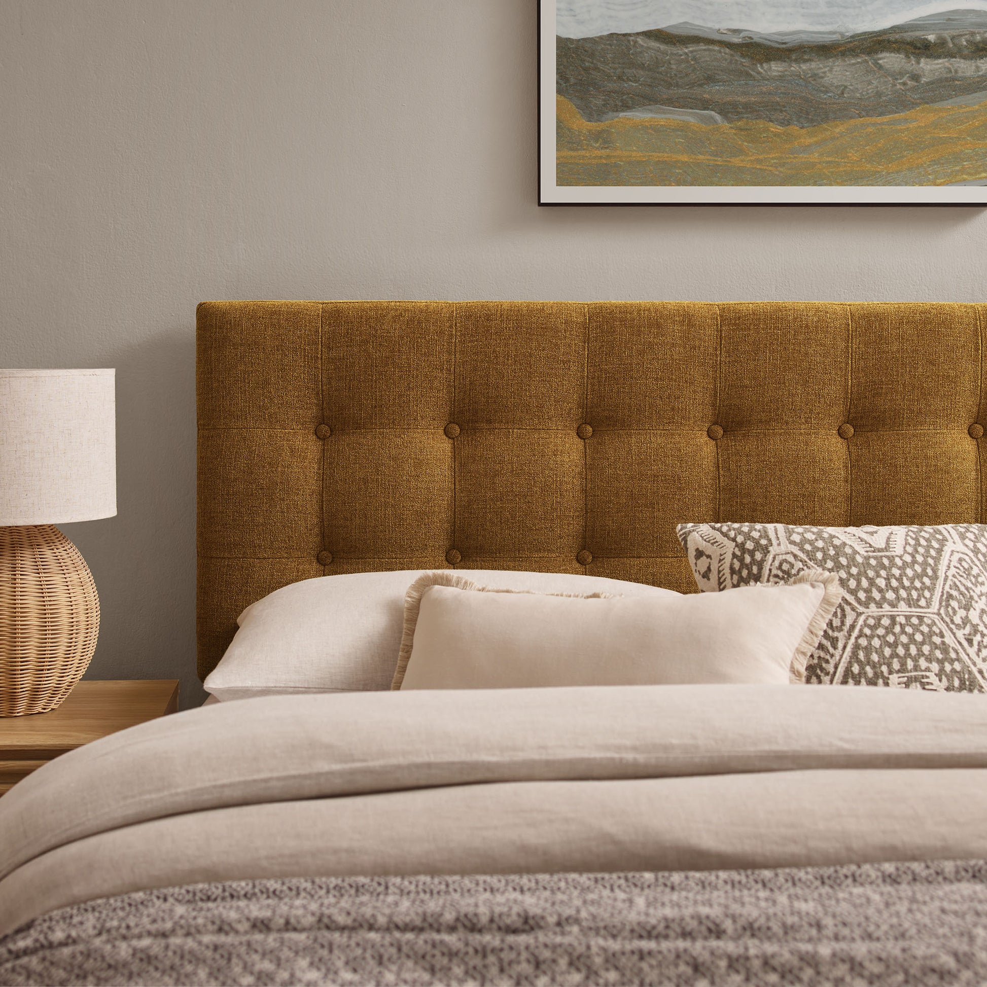 Emily Fabric Upholstered Queen Size Headboard