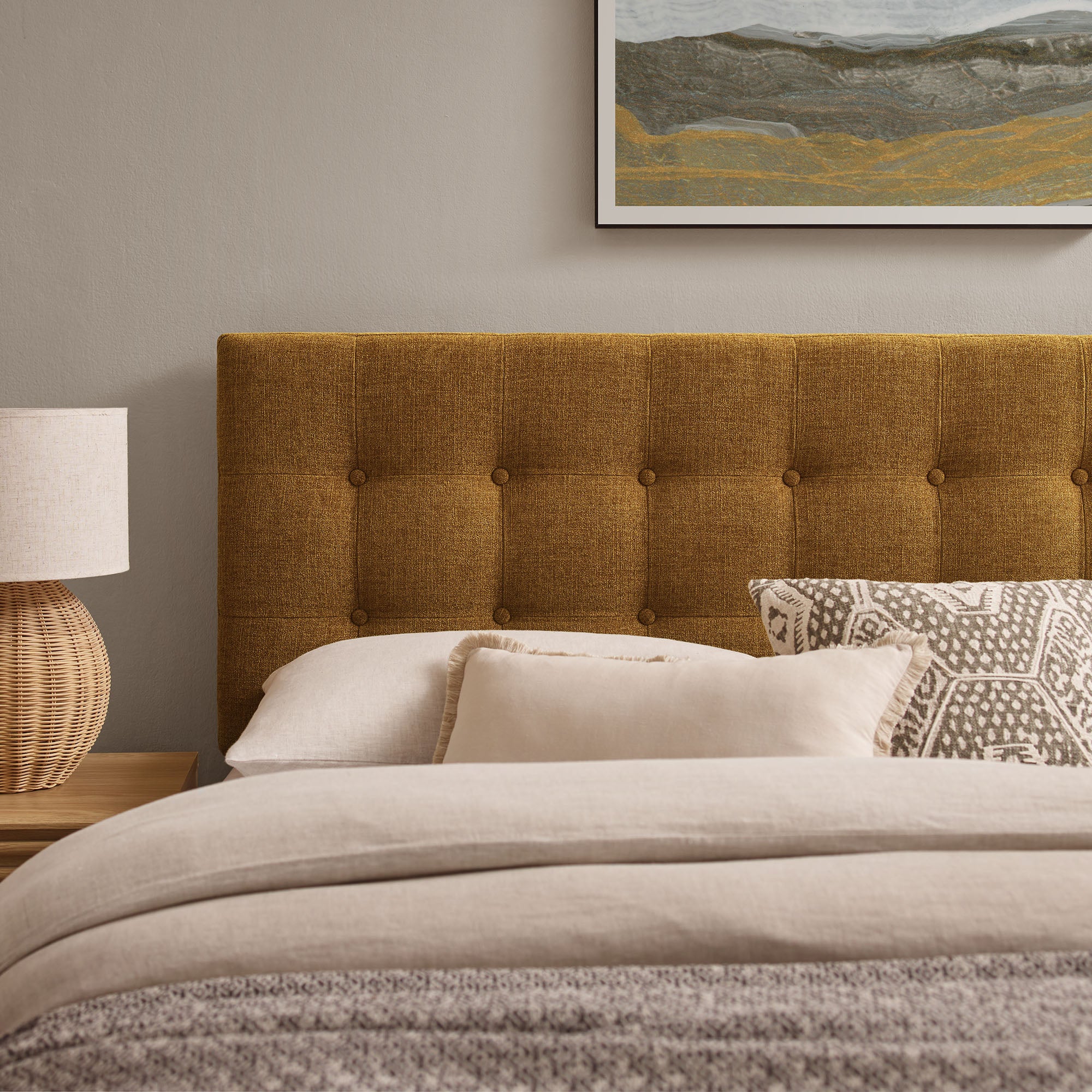 Emily Fabric Upholstered Queen Size Headboard