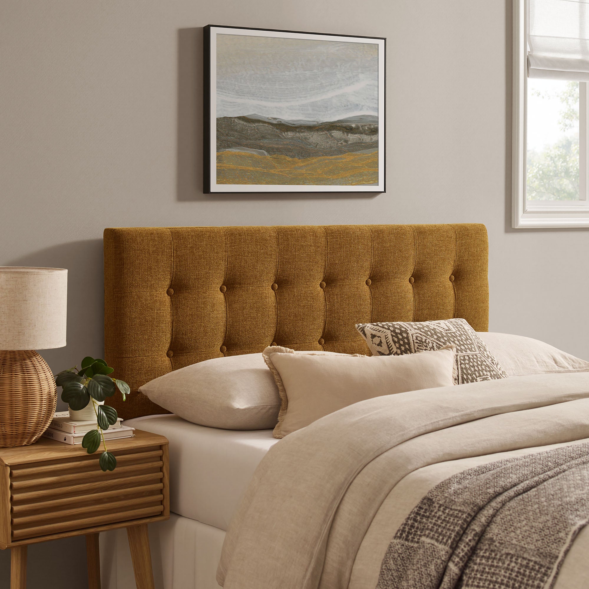 Emily Fabric Upholstered Queen Size Headboard