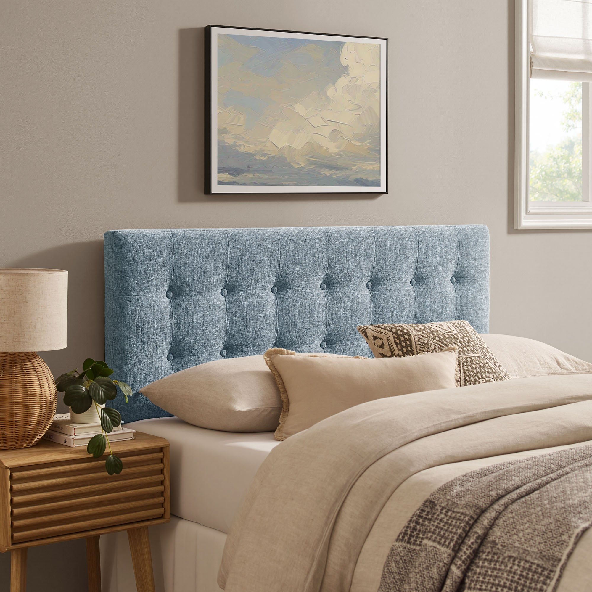Emily Fabric Upholstered Queen Size Headboard