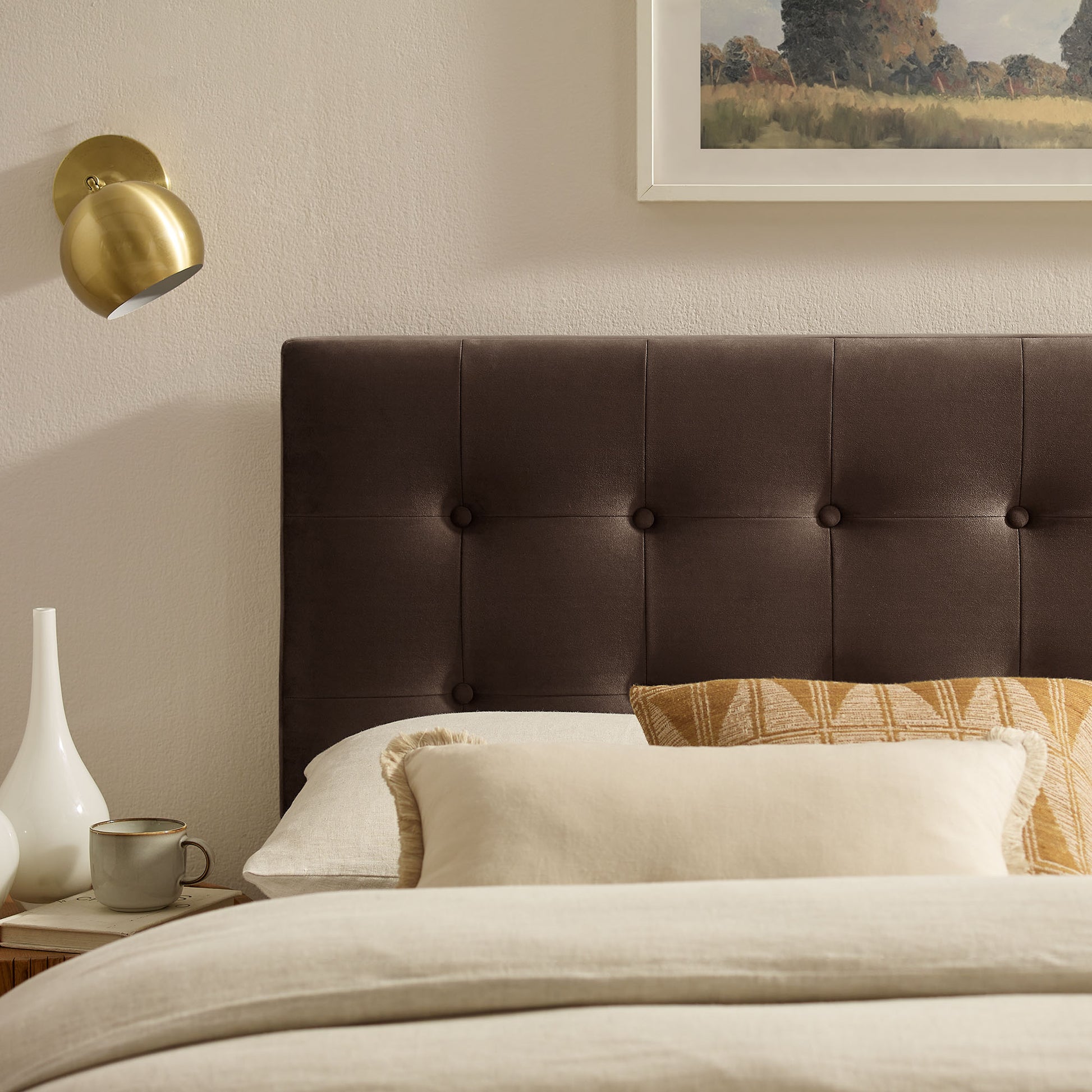 Emily Stain-Resistant Performance Velvet King Size Headboard