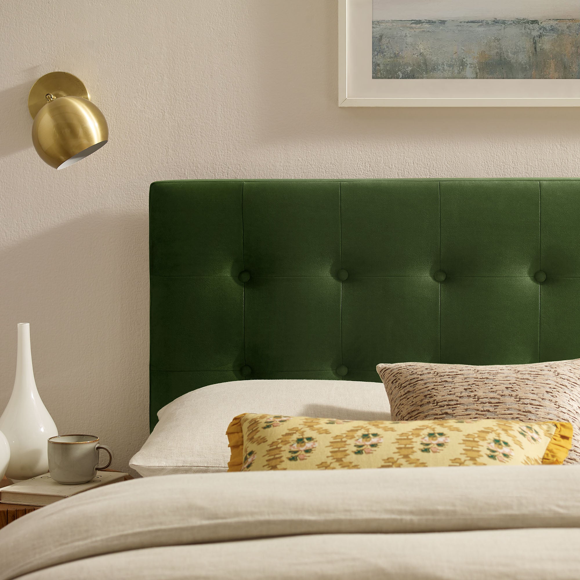 Emily Stain-Resistant Performance Velvet King Size Headboard