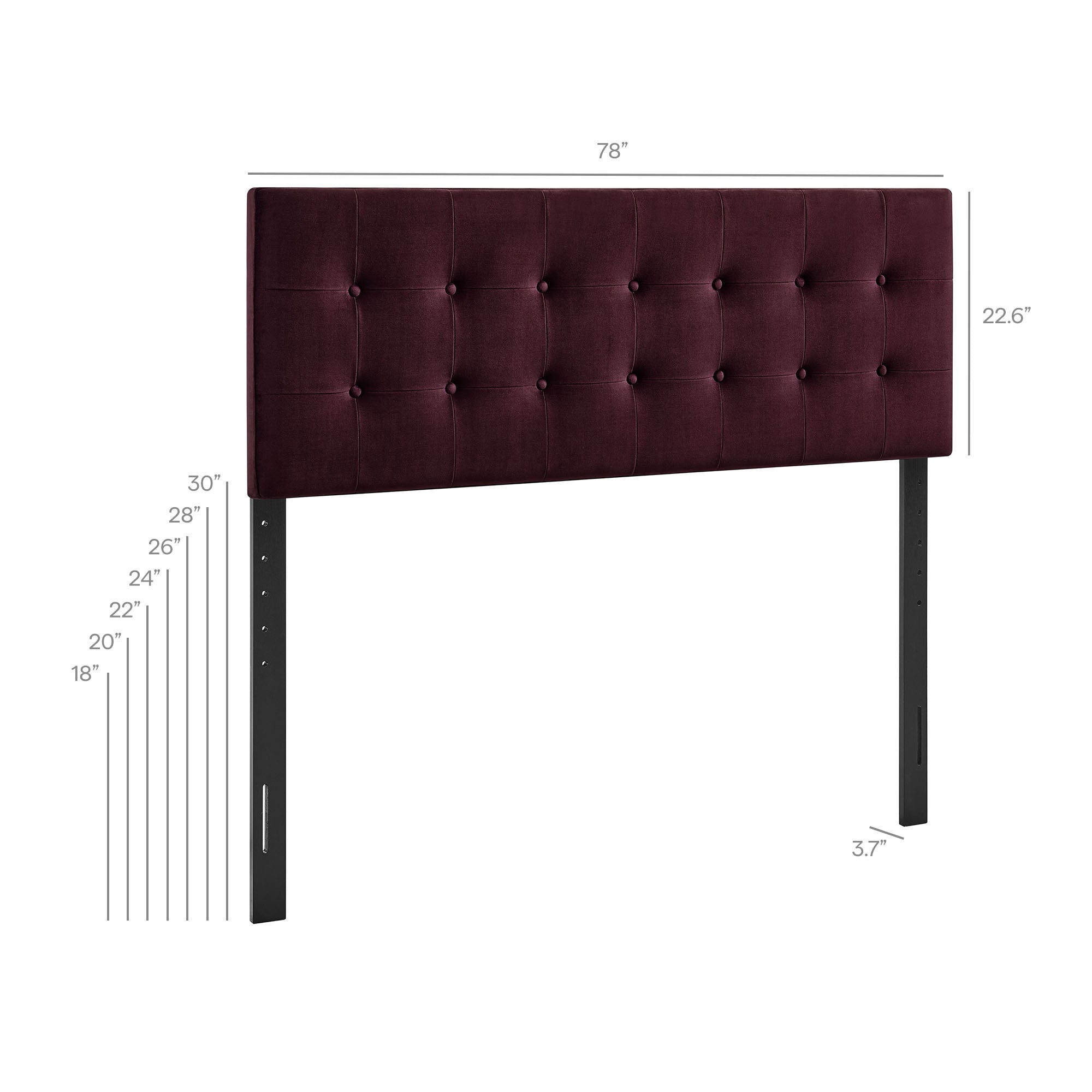 Emily Stain-Resistant Performance Velvet King Size Headboard