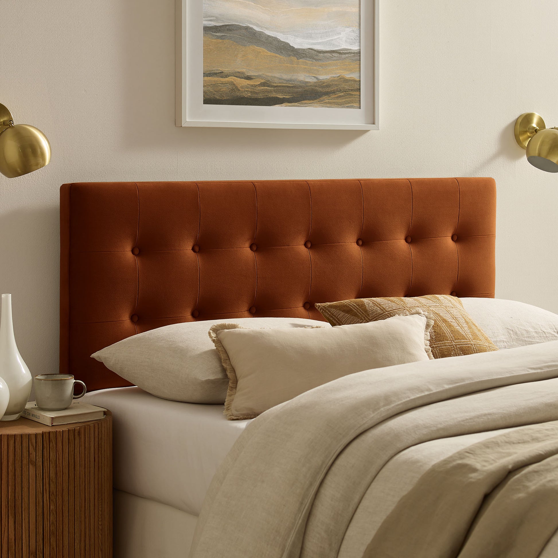 Emily Stain-Resistant Performance Velvet King Size Headboard