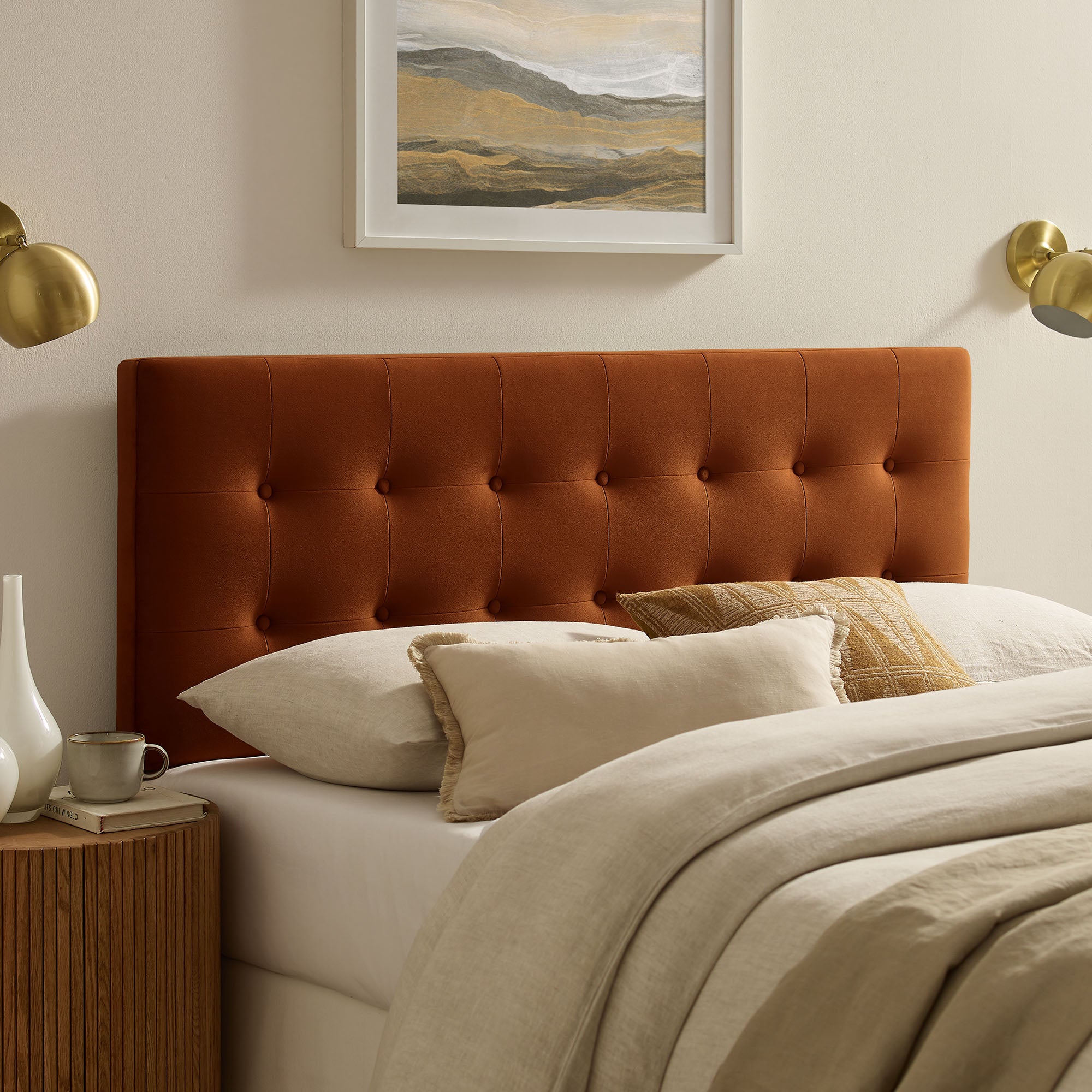 Emily Stain-Resistant Performance Velvet King Size Headboard