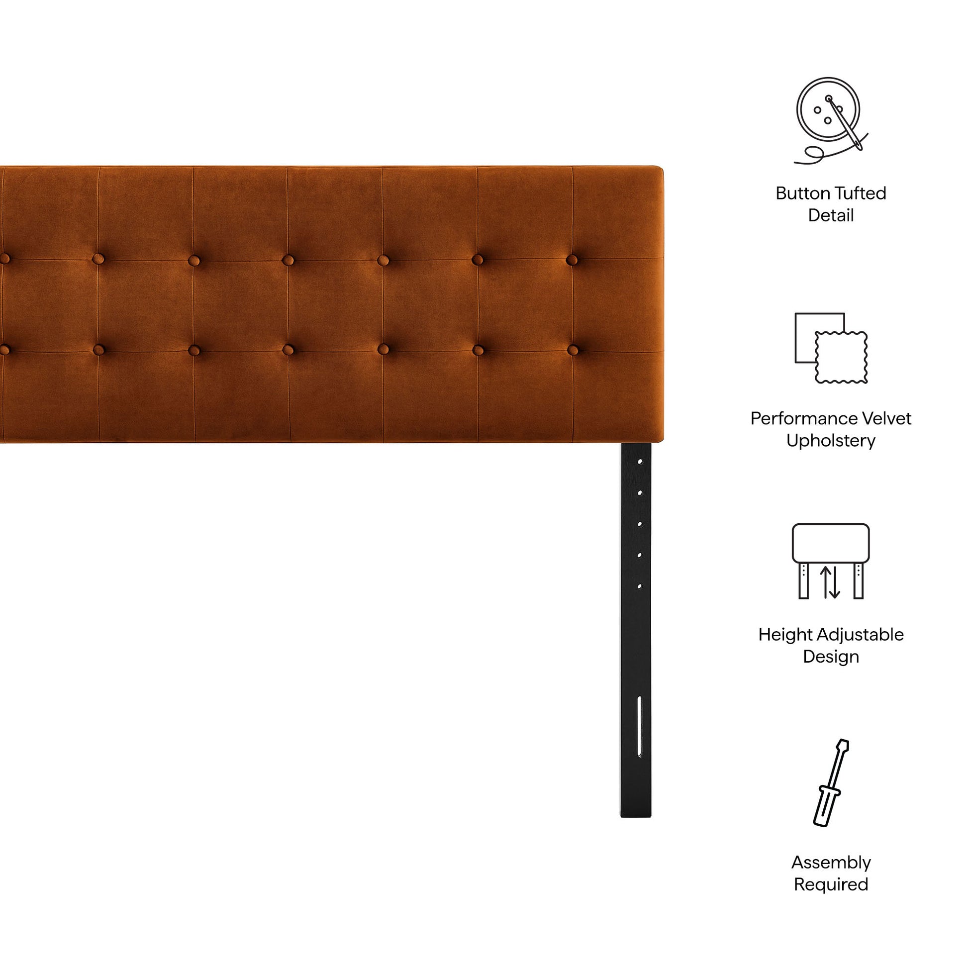 Emily Stain-Resistant Performance Velvet King Size Headboard