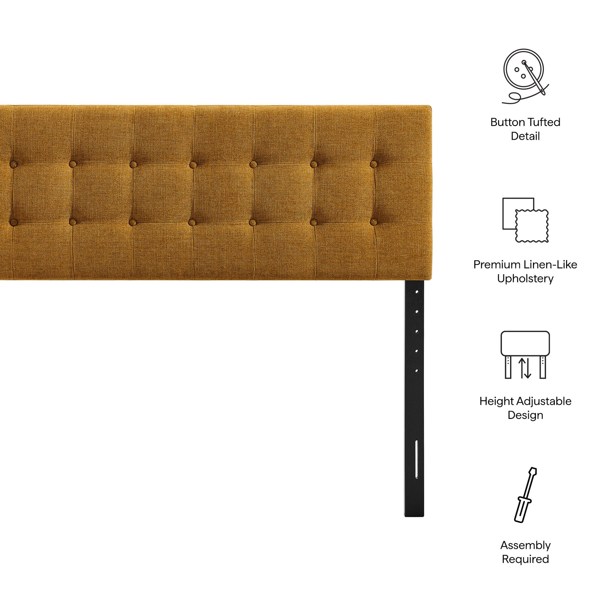 Emily Fabric Upholstered King Size Headboard - Ecru