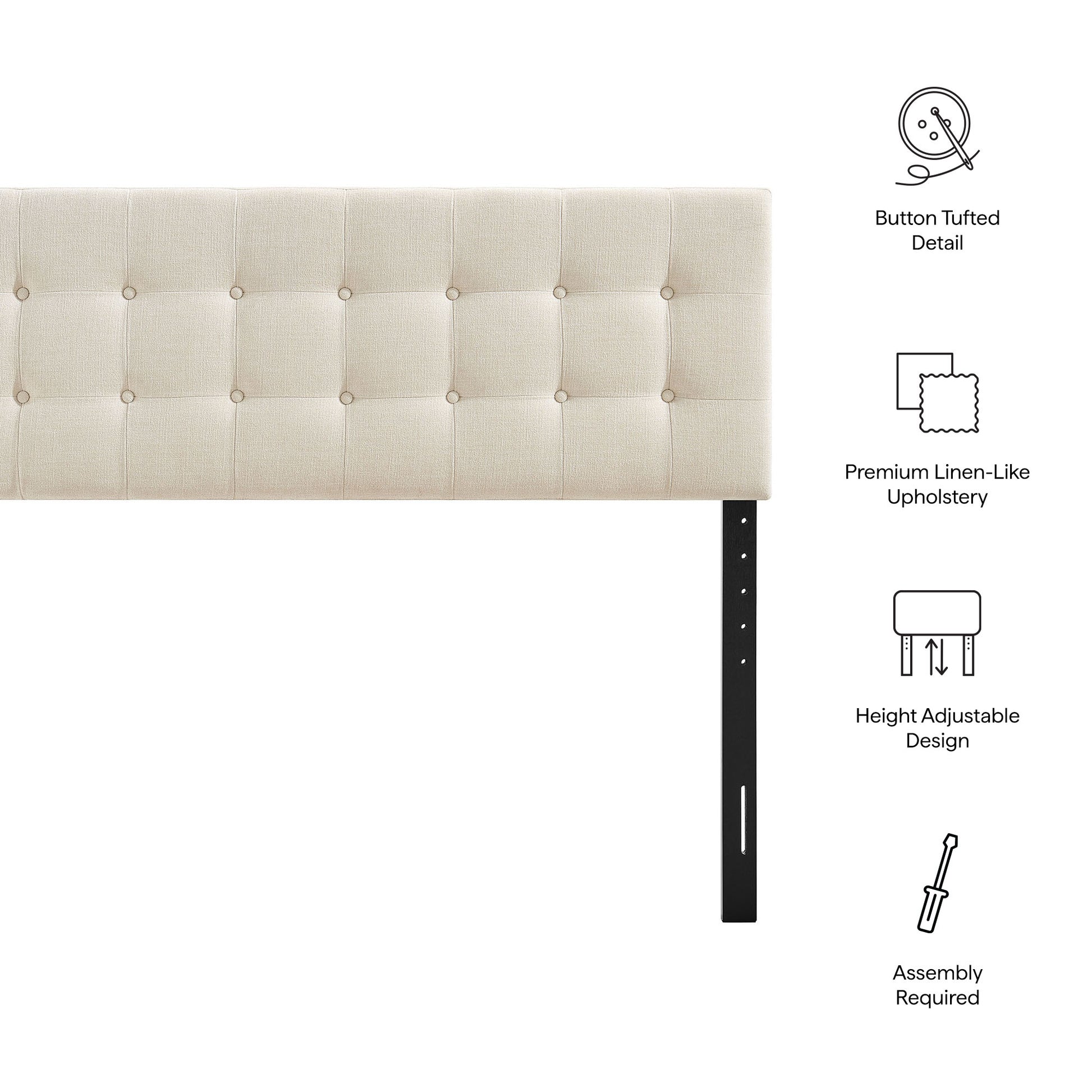 Emily Fabric Upholstered King Size Headboard