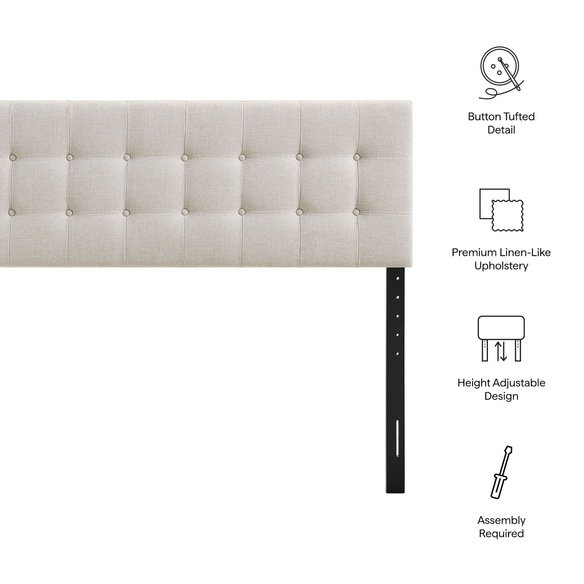 Emily Fabric Upholstered King Size Headboard