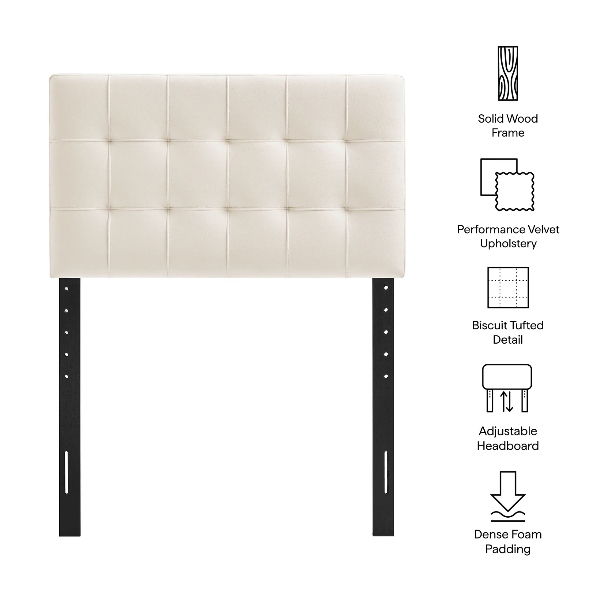 Lily Stain-Resistant Performance Velvet Twin Size Headboard - Chocolate Brown