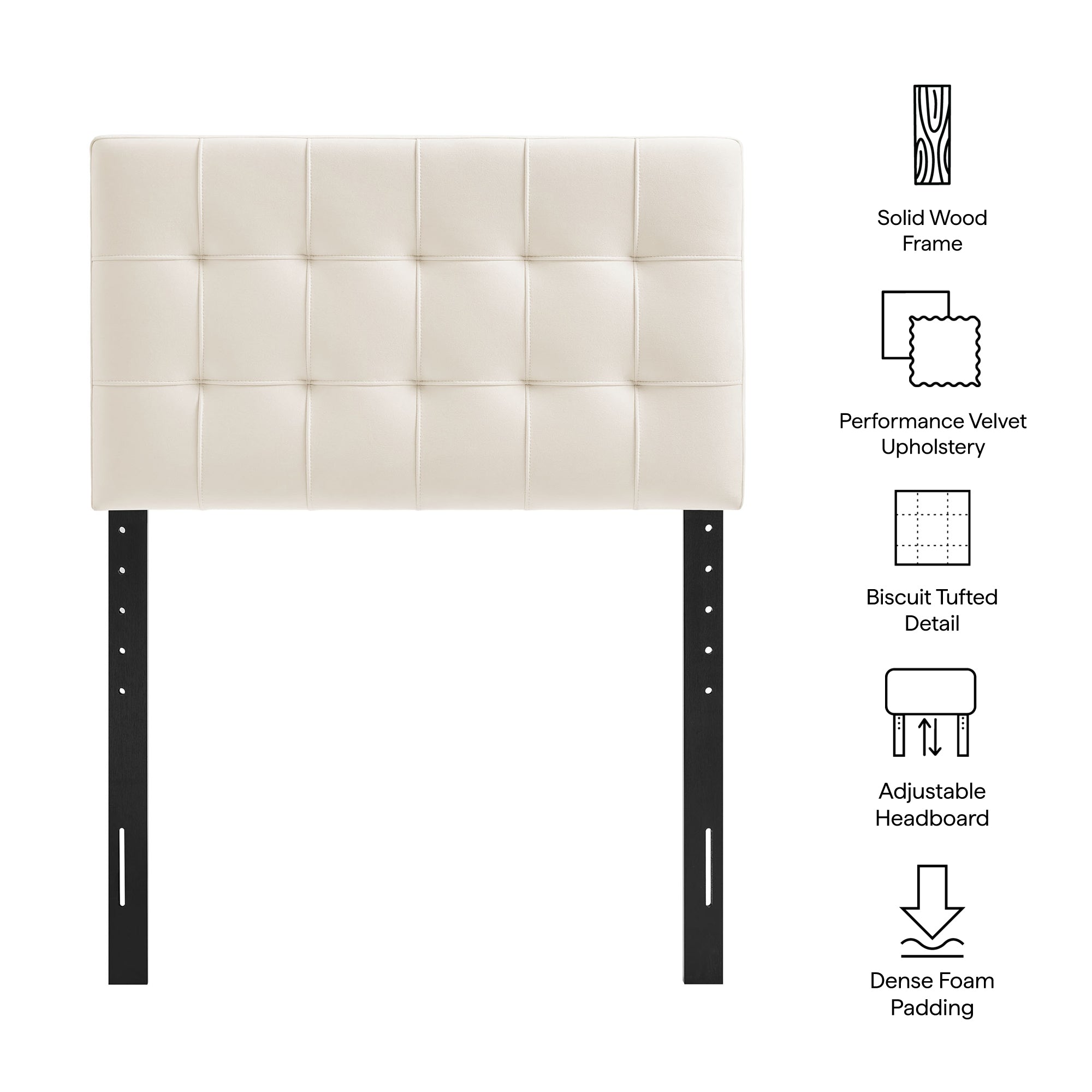 Lily Stain-Resistant Performance Velvet Twin Size Headboard - Chocolate Brown