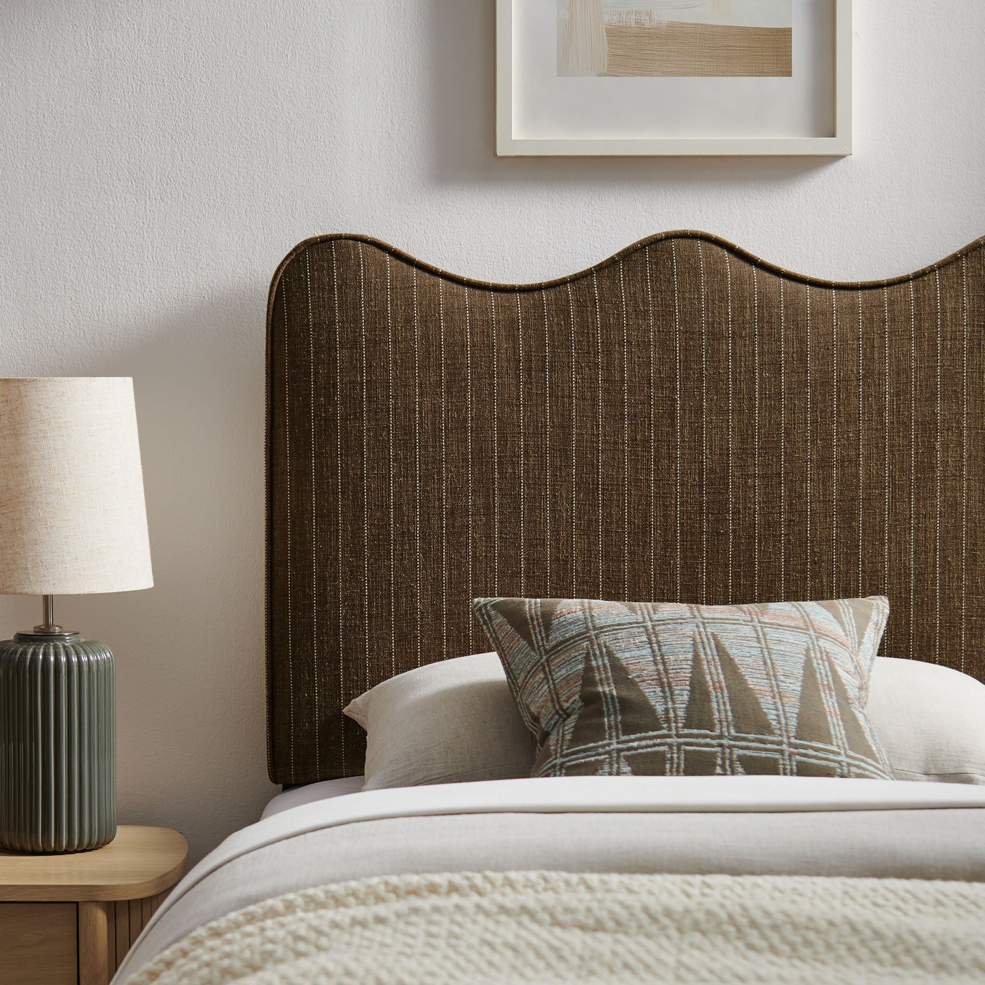 Athena Striped Fabric Upholstered Twin Size Headboard