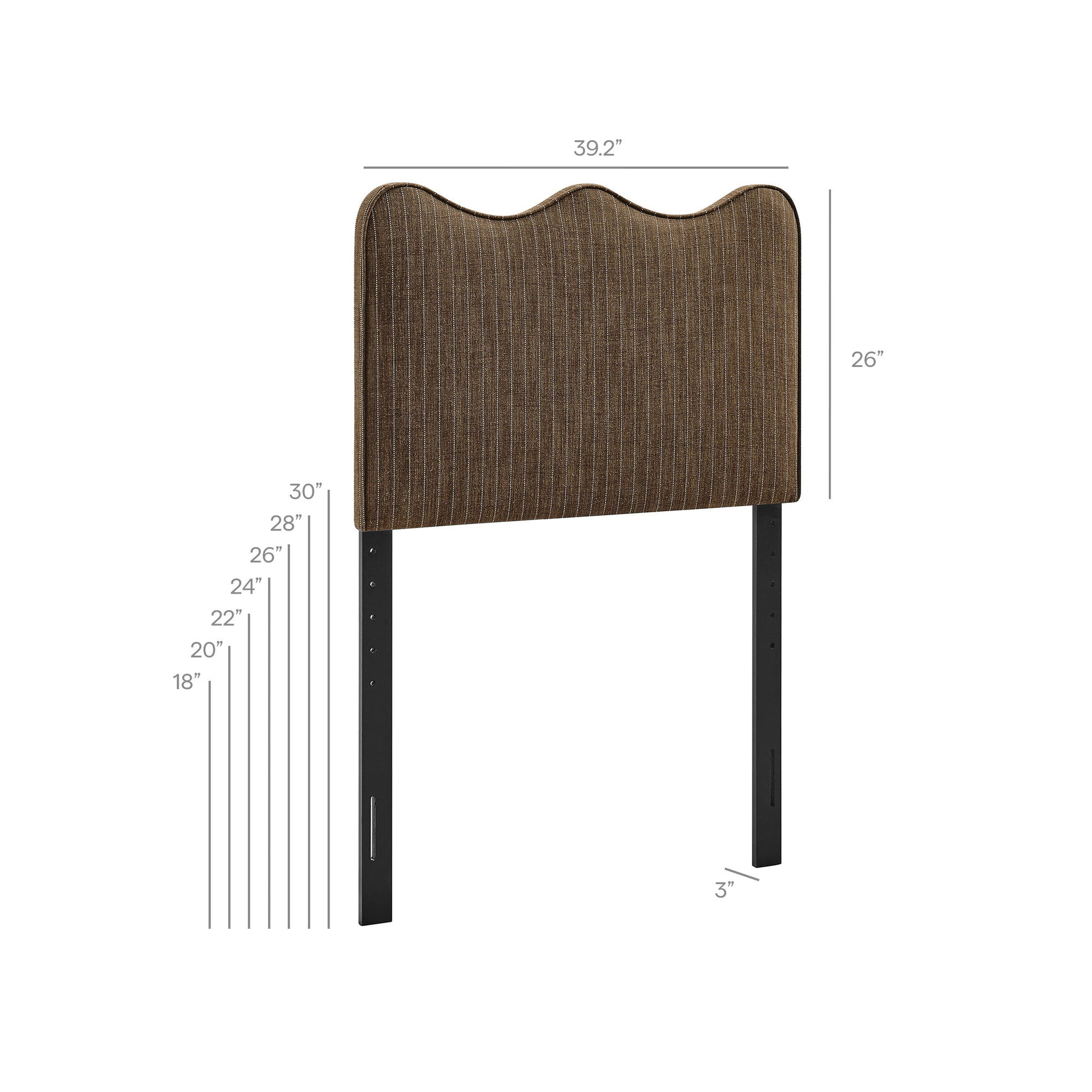Athena Striped Fabric Upholstered Twin Size Headboard - Spa Blue Stripe