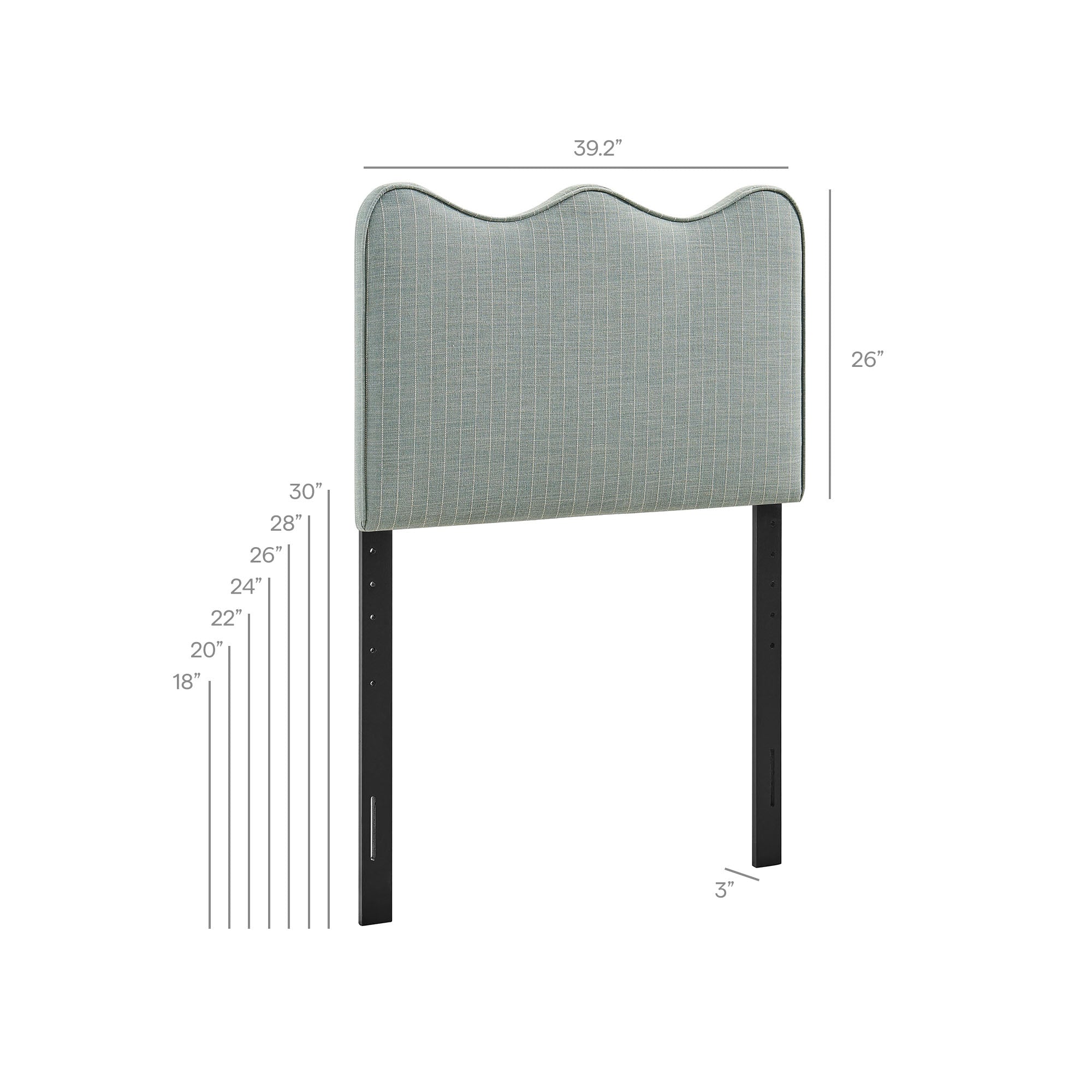 Athena Striped Fabric Upholstered Twin Size Headboard
