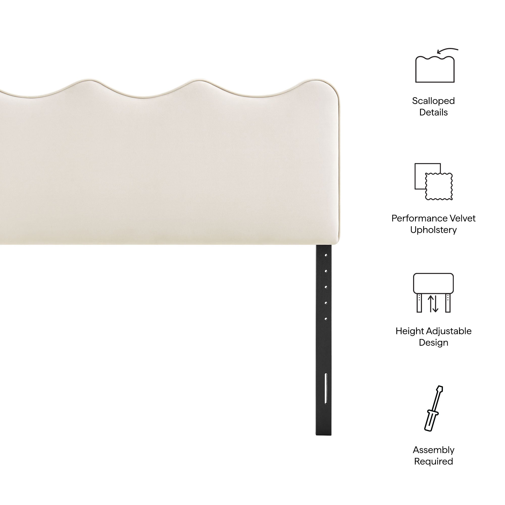 Athena Stain-Resistant Performance Velvet Full Size Headboard - Almond