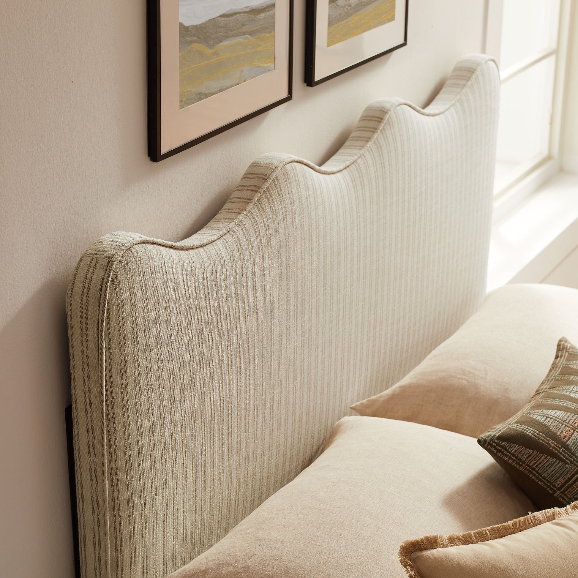 Athena Striped Fabric Upholstered Full Size Headboard