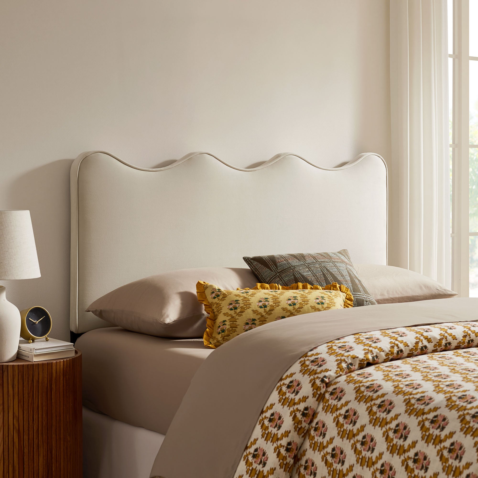 Athena Stain-Resistant Performance Velvet Queen Size Headboard - Rust