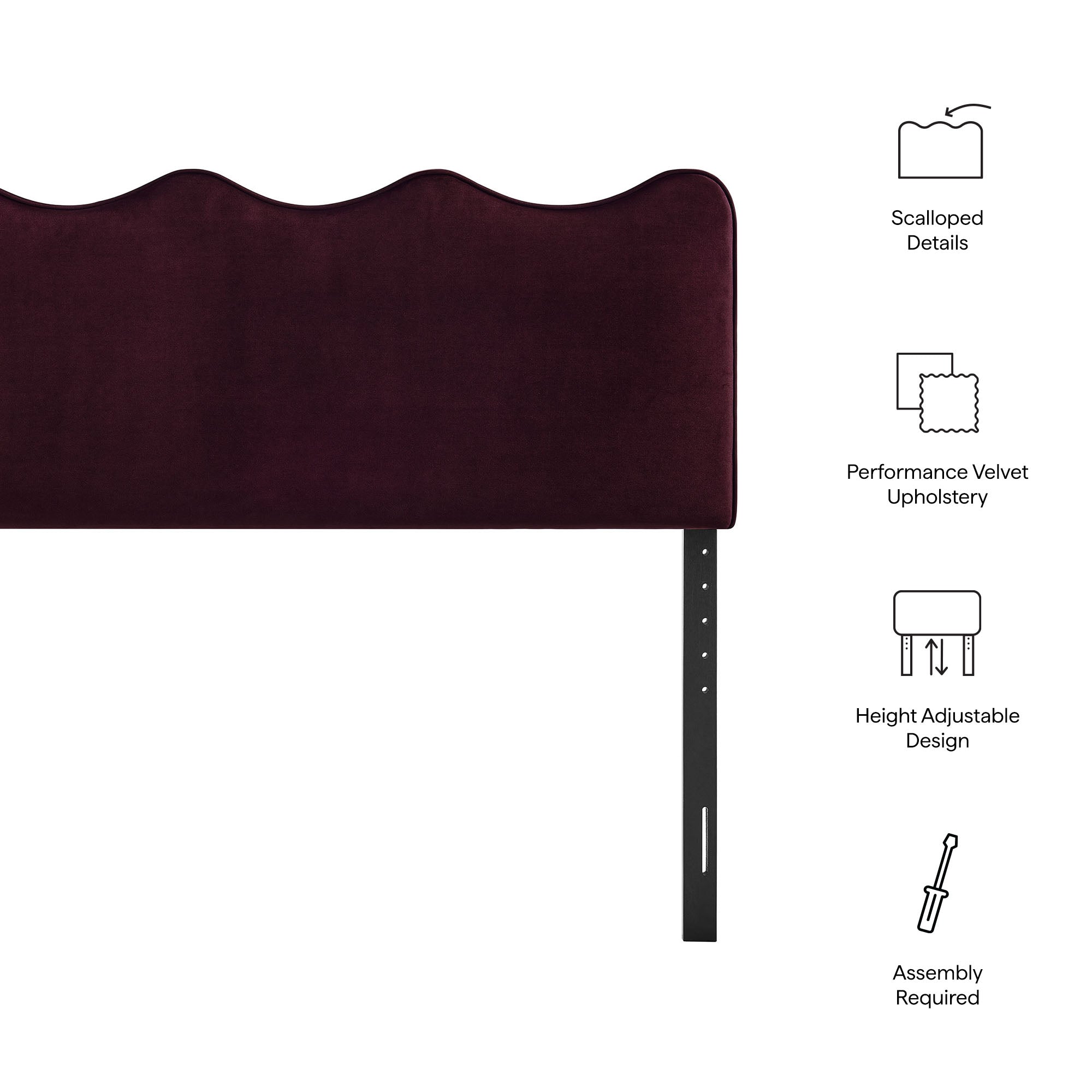 Athena Stain-Resistant Performance Velvet Queen Size Headboard