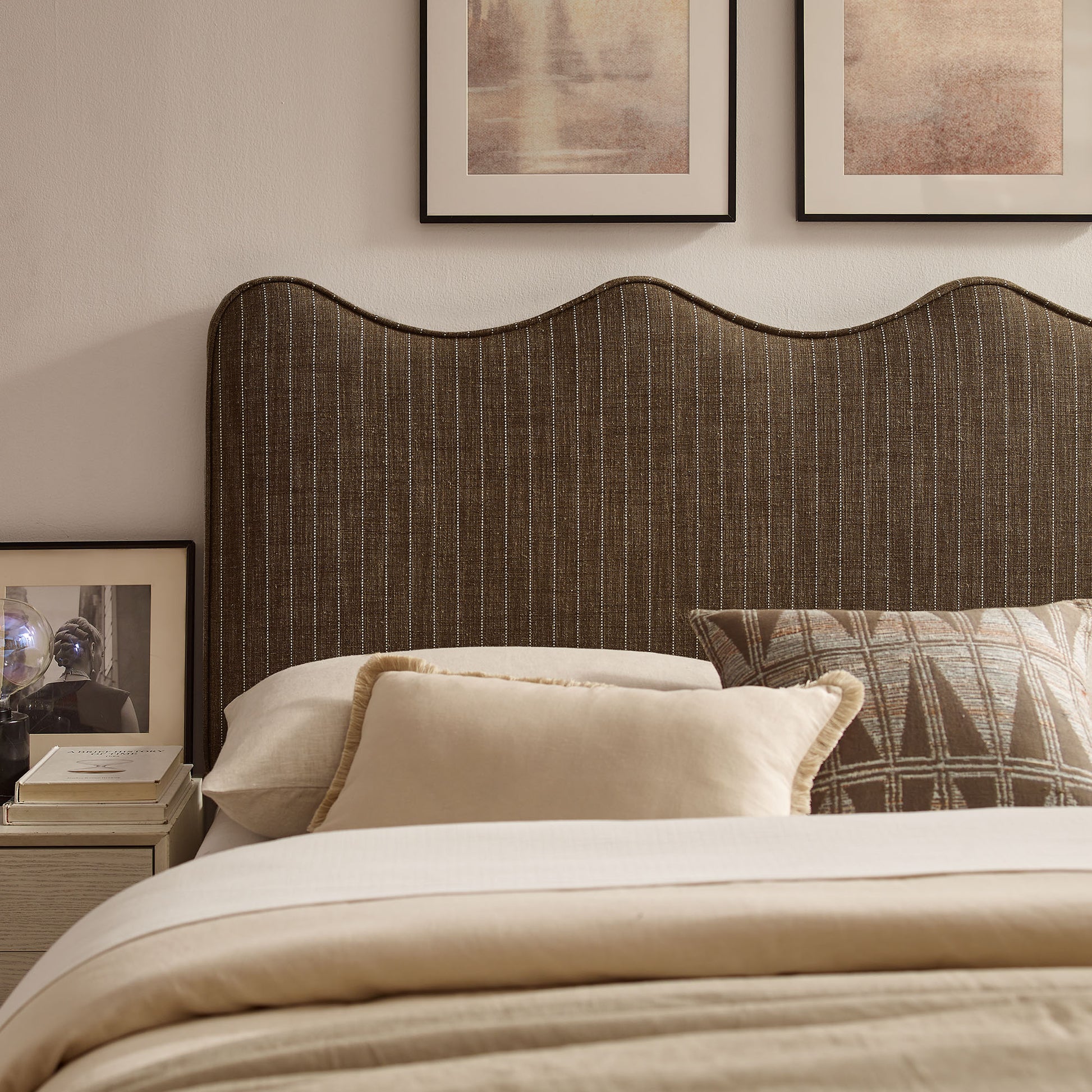 Athena Striped Fabric Upholstered Headboard