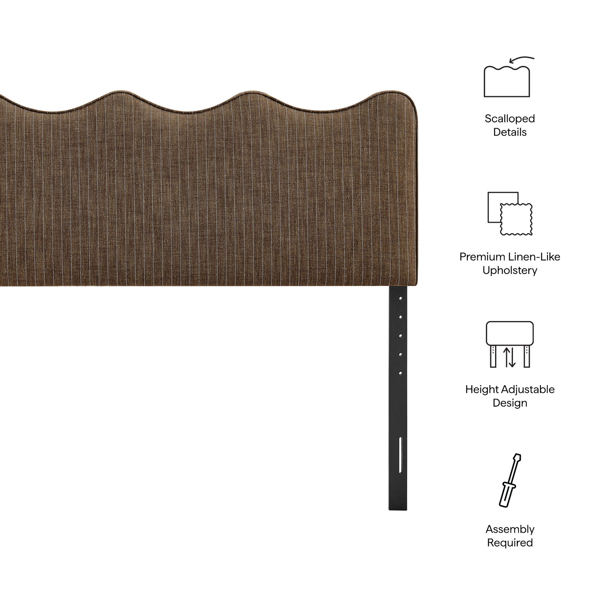 Athena Striped Fabric Upholstered King Size Headboard - Oatmeal Stripe