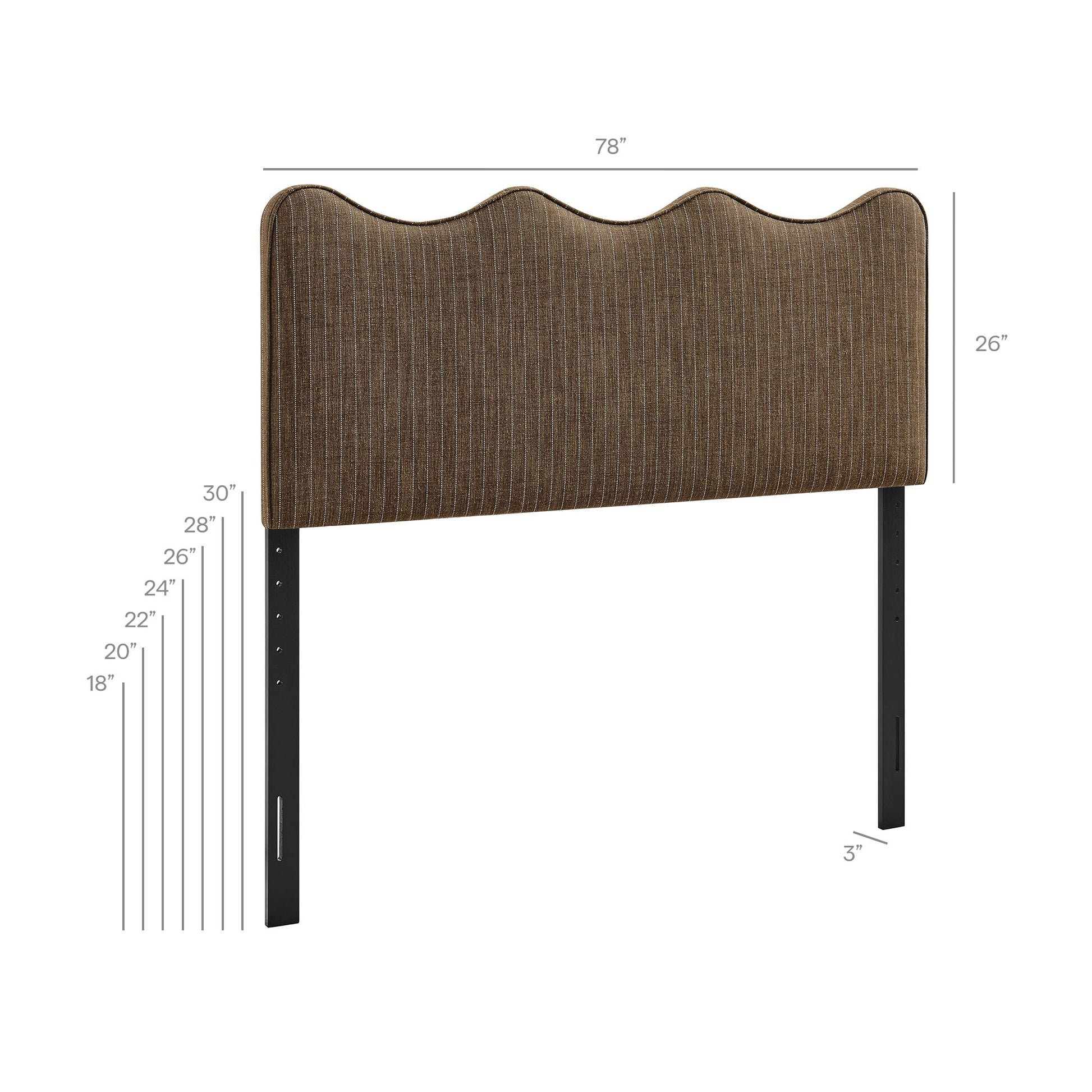 Athena Striped Fabric Upholstered King Size Headboard - Spa Blue Stripe