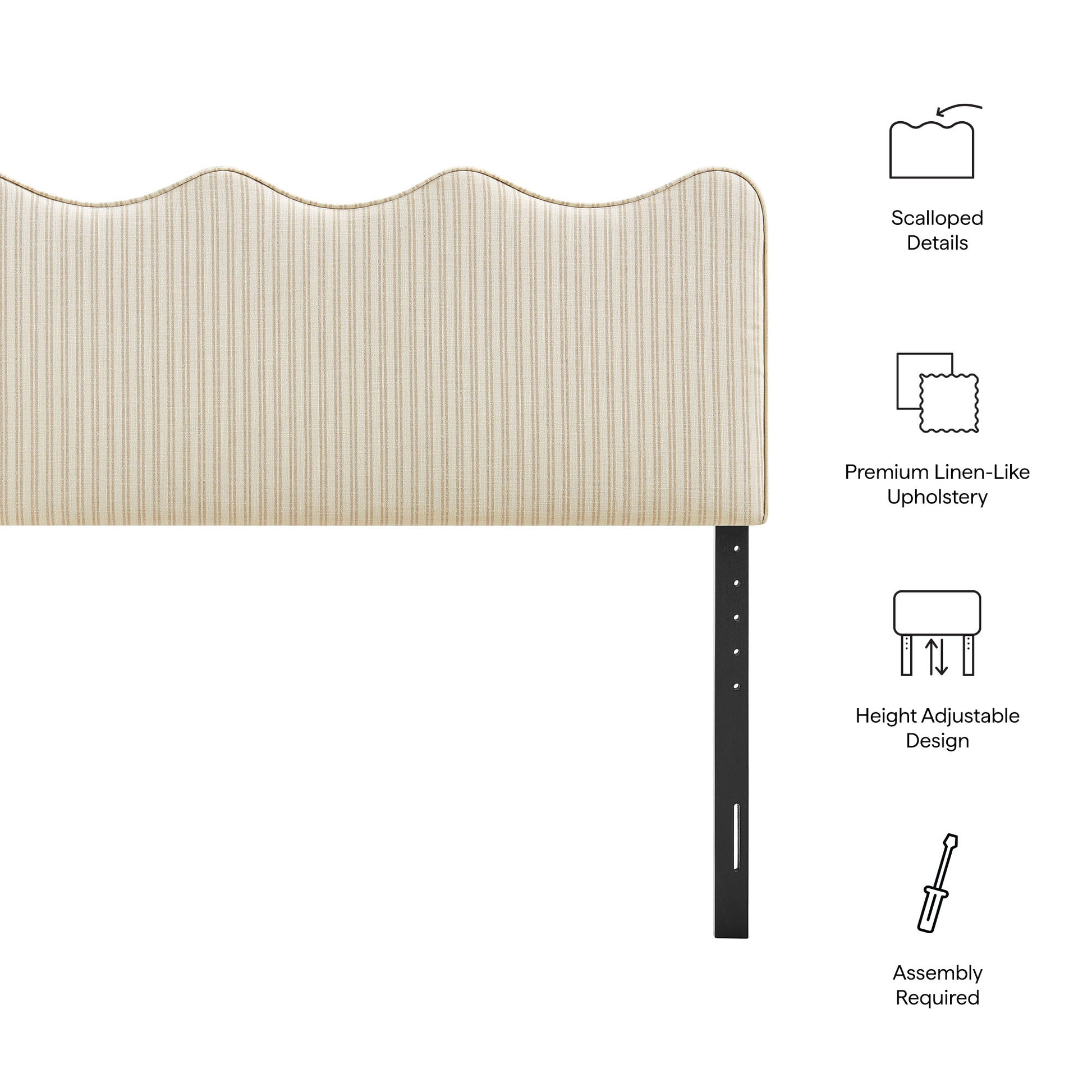 Athena Striped Fabric Upholstered King Size Headboard