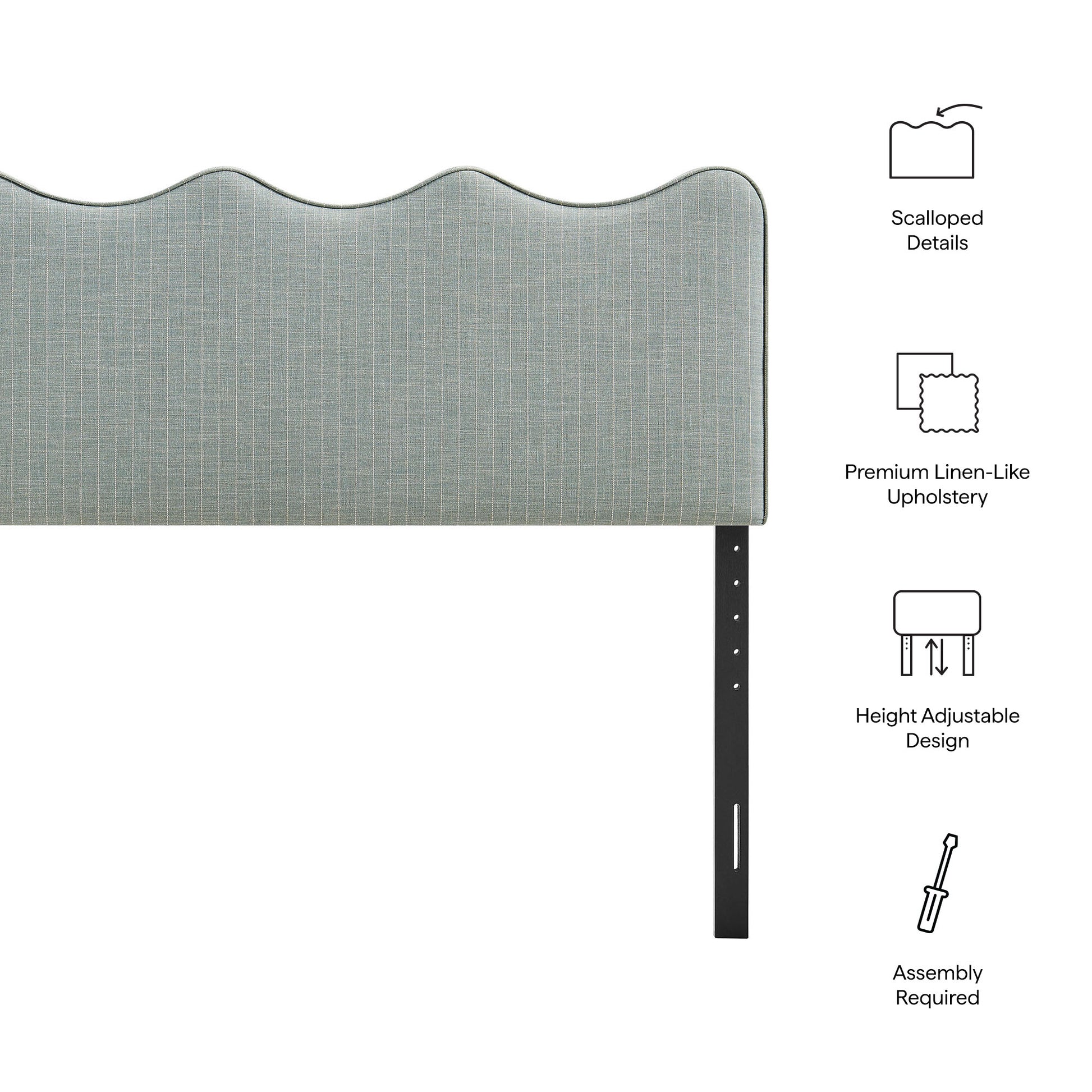 Athena Striped Fabric Upholstered King Size Headboard