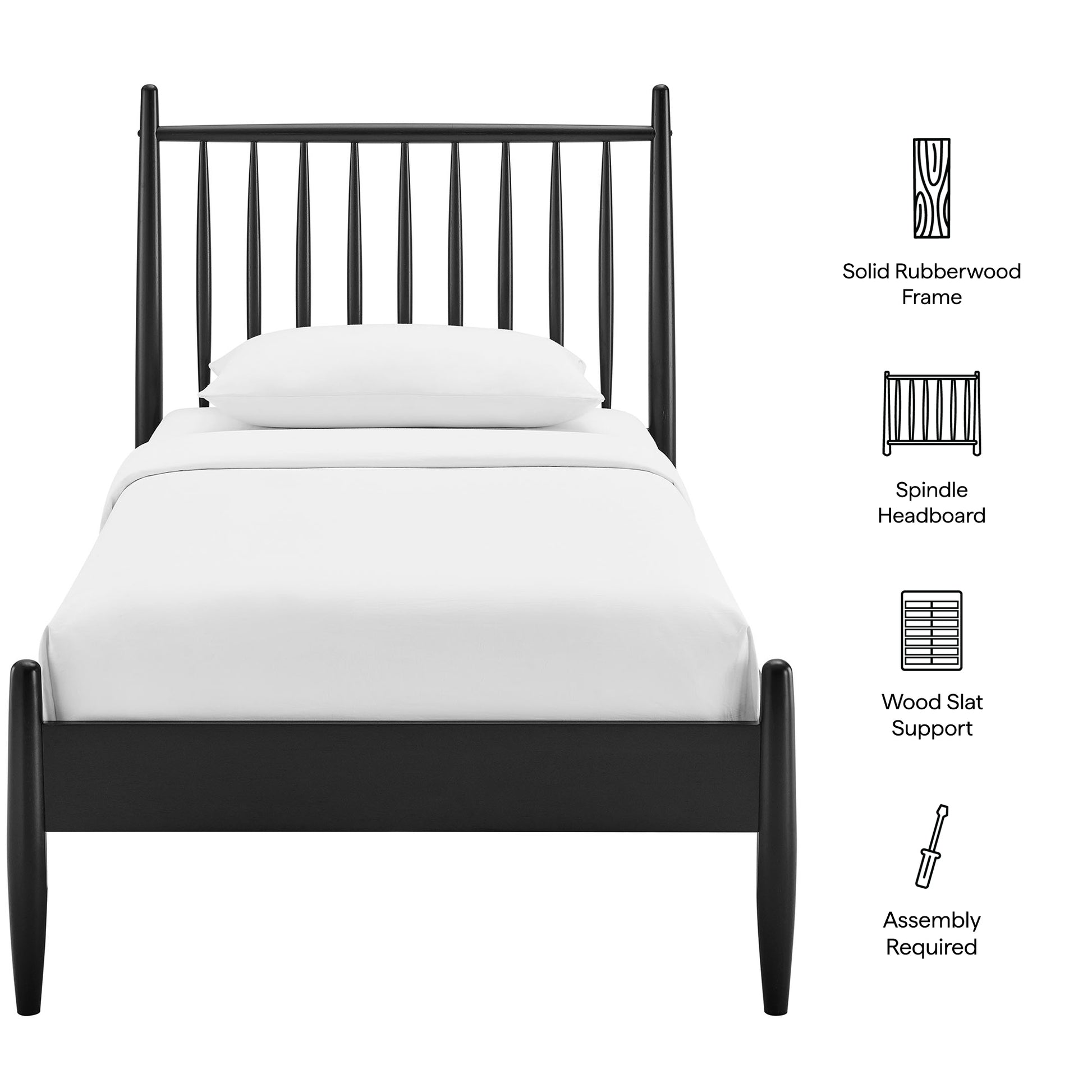 Zane Twin Size Spindle Bed Frame - Light Oak