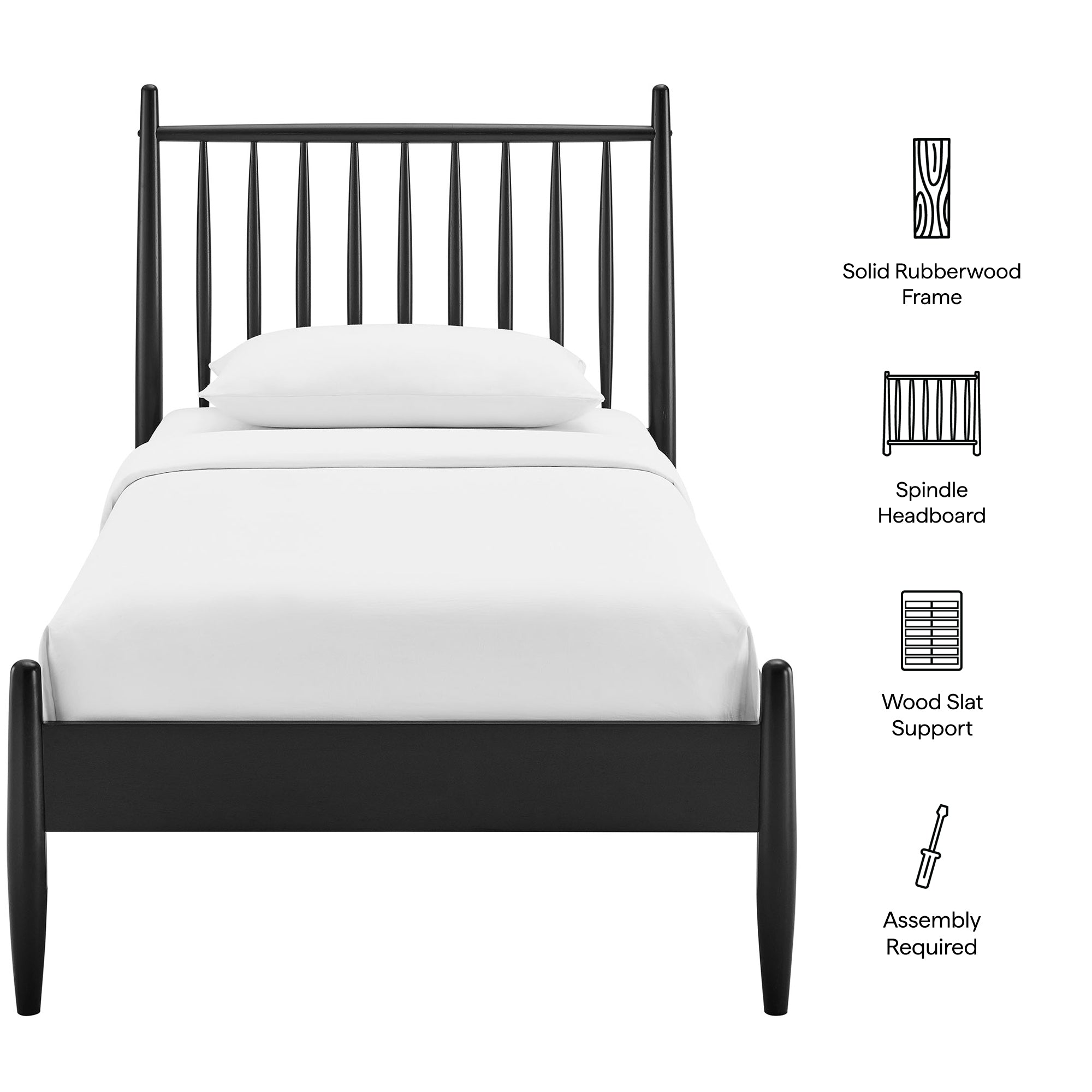 Zane Twin Size Spindle Bed Frame - Light Oak
